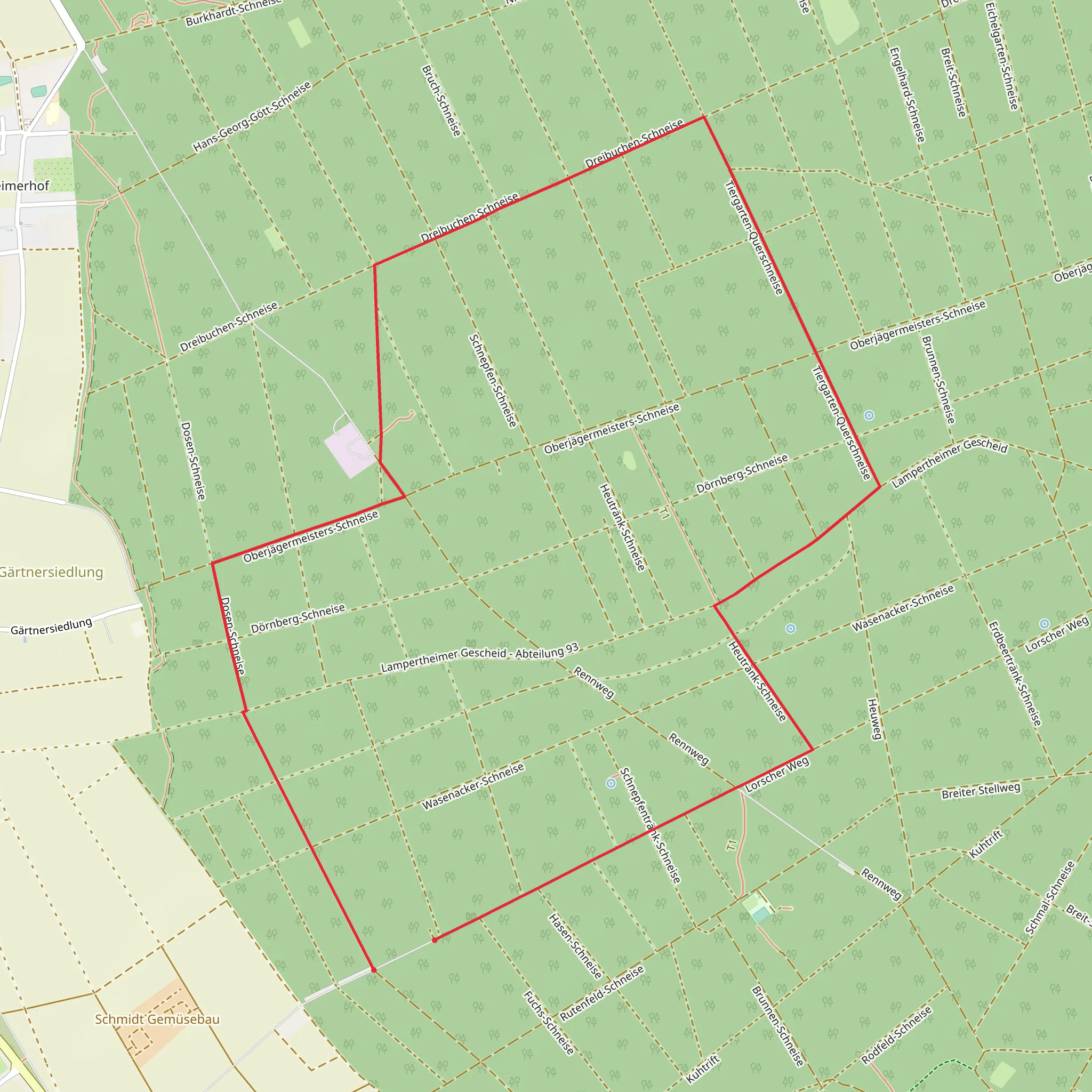 Lorscher Weg and Tiergarten Querschneise mobile static map