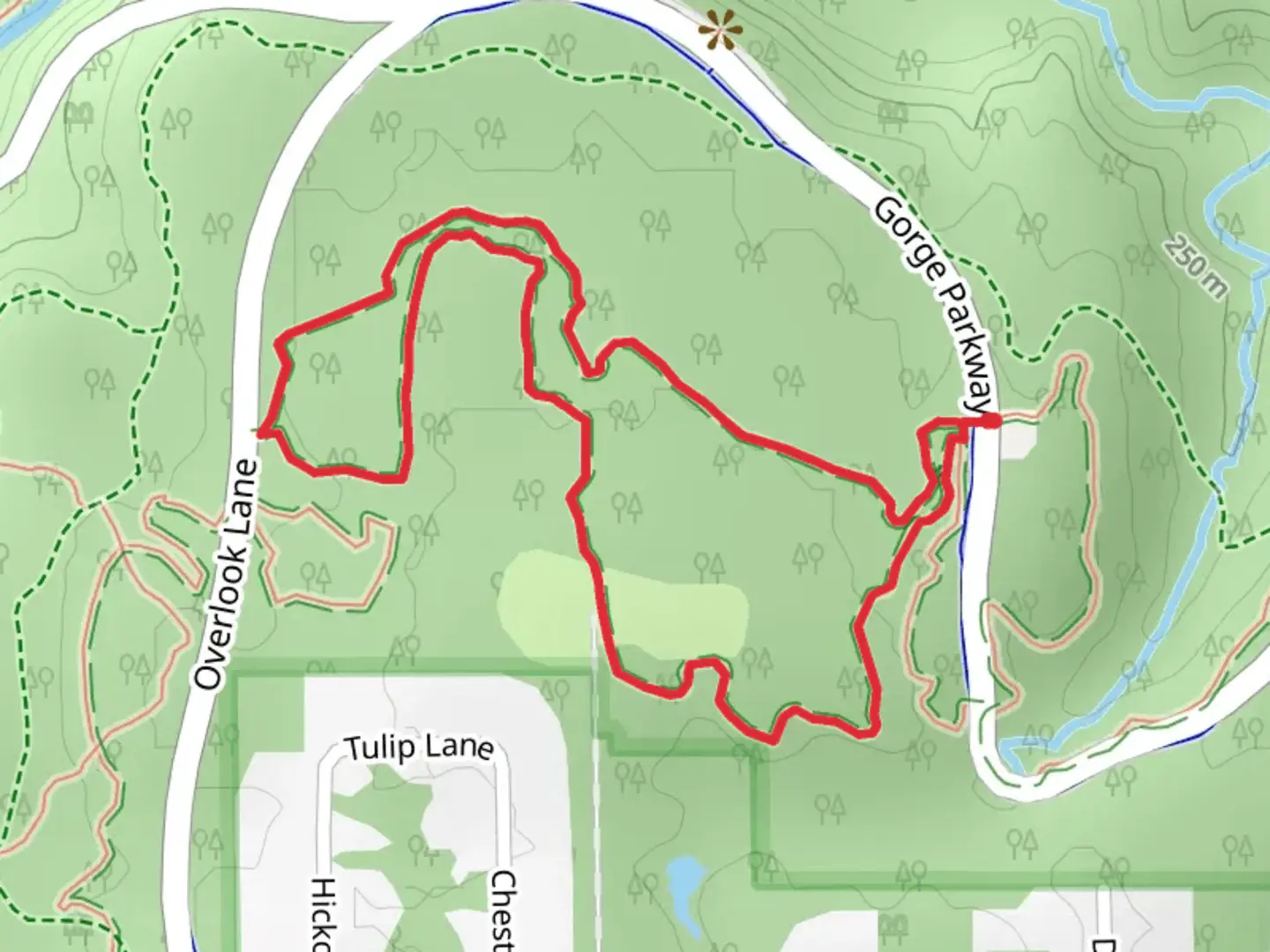An image depicting the trail Wild Oaks Loop and its surrounding area.