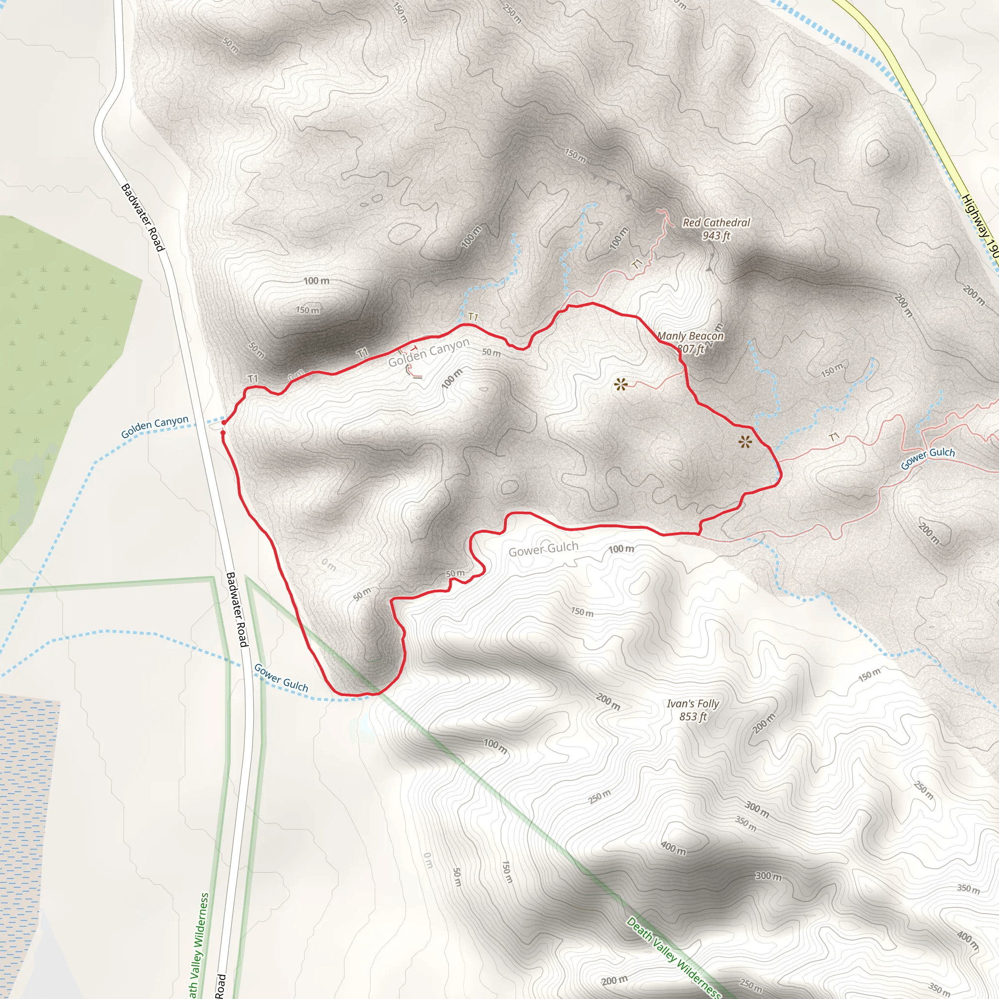 Gower Gulch Loop Trail mobile static map