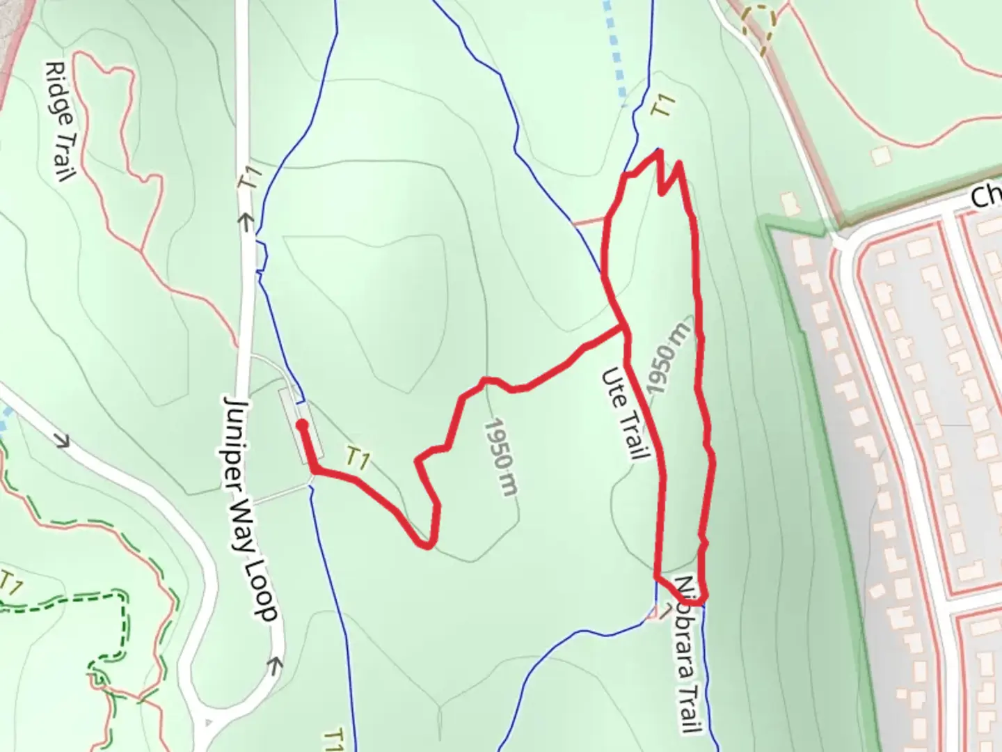 An image depicting the trail Juniper Way Loop and its surrounding area.