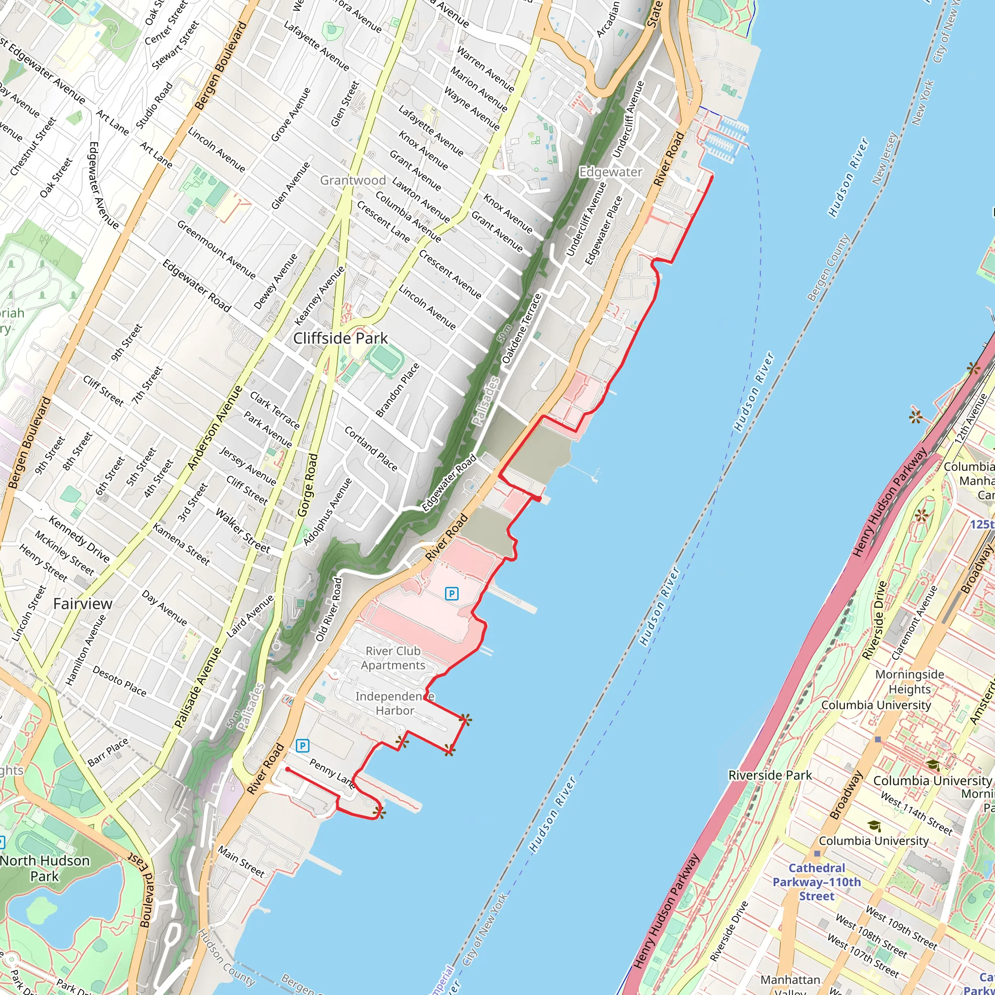 Hoboken Newport Walkway – Hudson River Waterfront Walkway mobile static map