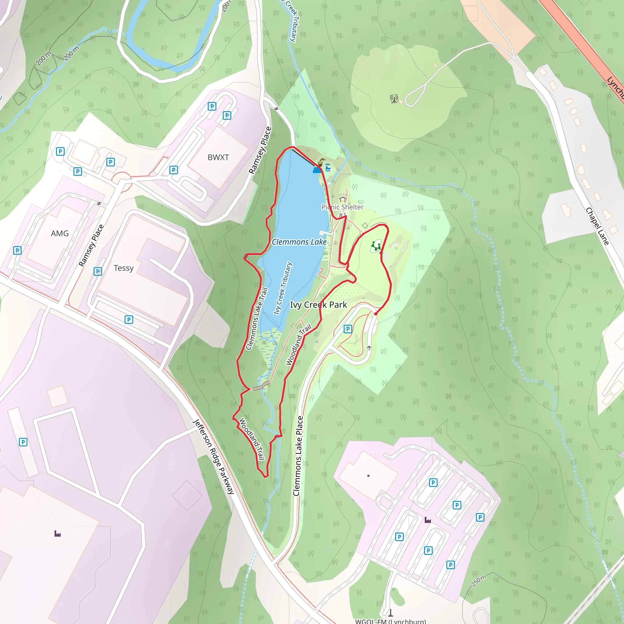 Clemmons Lake Loop mobile static map
