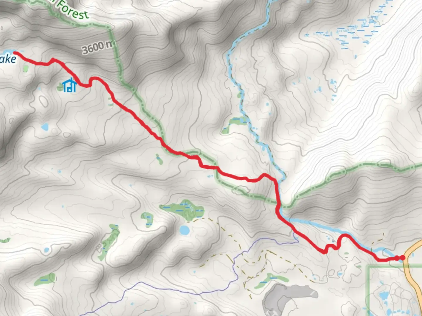An image depicting the trail Slide Lake and its surrounding area.