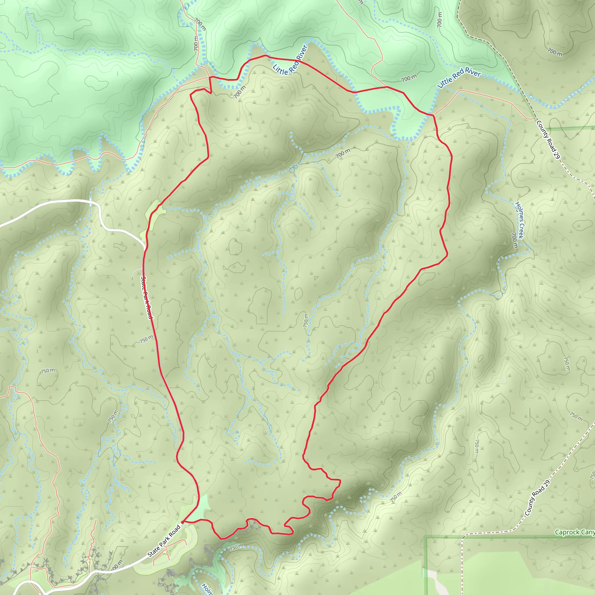 Trail I - Canyon Rim Trail and State Park Road Loop mobile static map