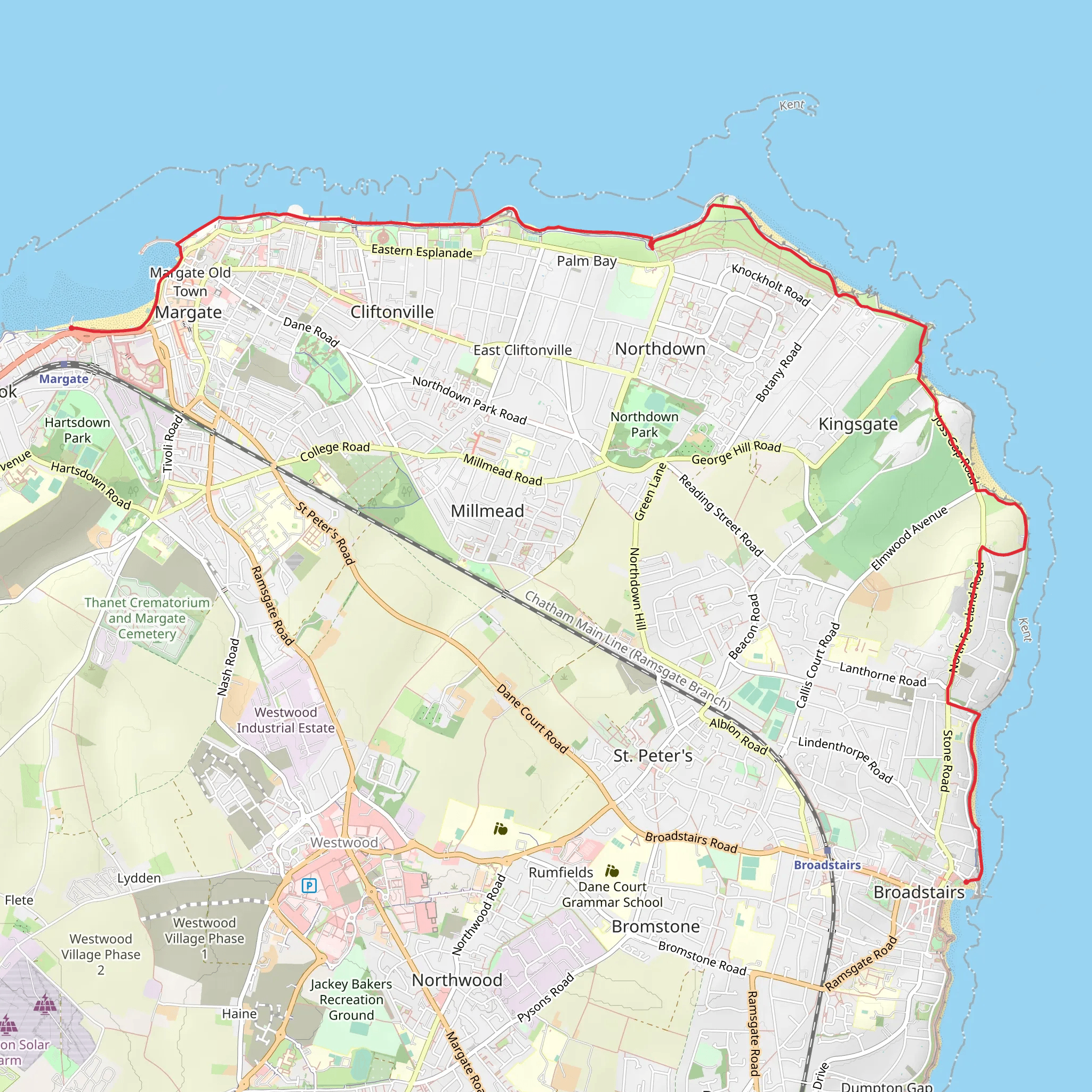 Margate to Broadstairs Coastal Walk mobile static map