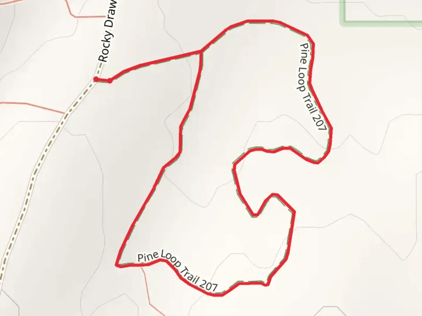 An image depicting the trail Pine Loop Trail - Rocky Draw Road 50 and its surrounding area.
