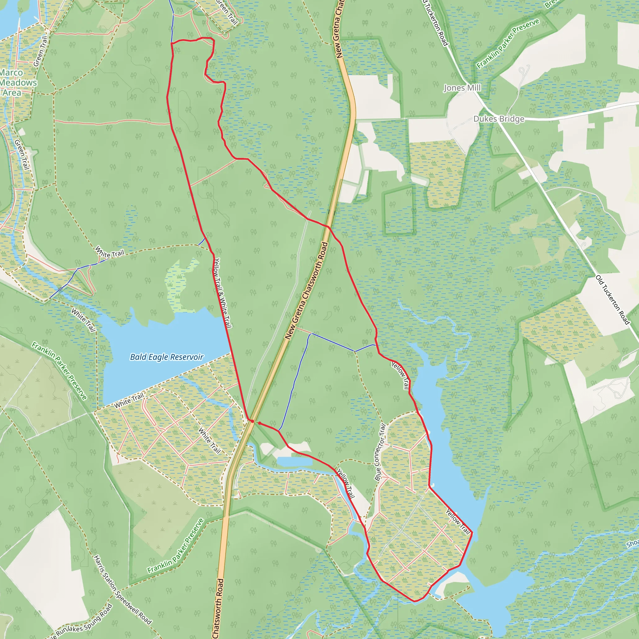 Yellow and White Loop Trail mobile static map