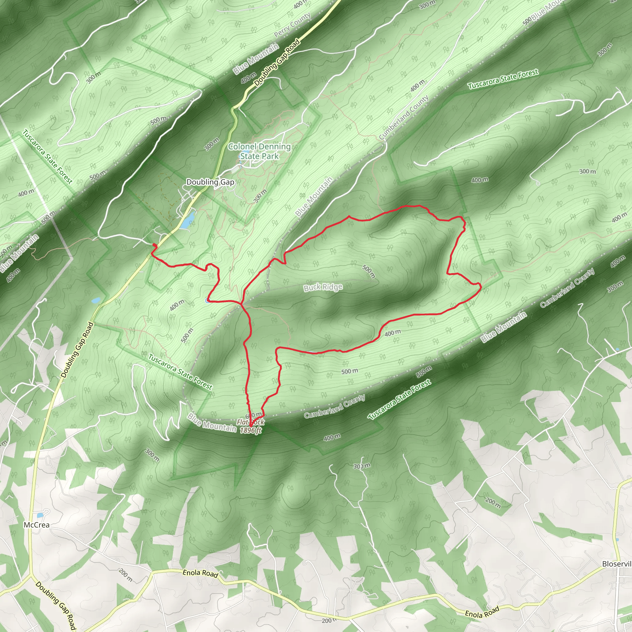 Flat Rock Loop Tuscarora Trail mobile static map