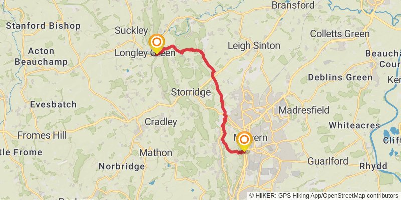 Worcestershire Loop from Great Malvern stage 10 Map