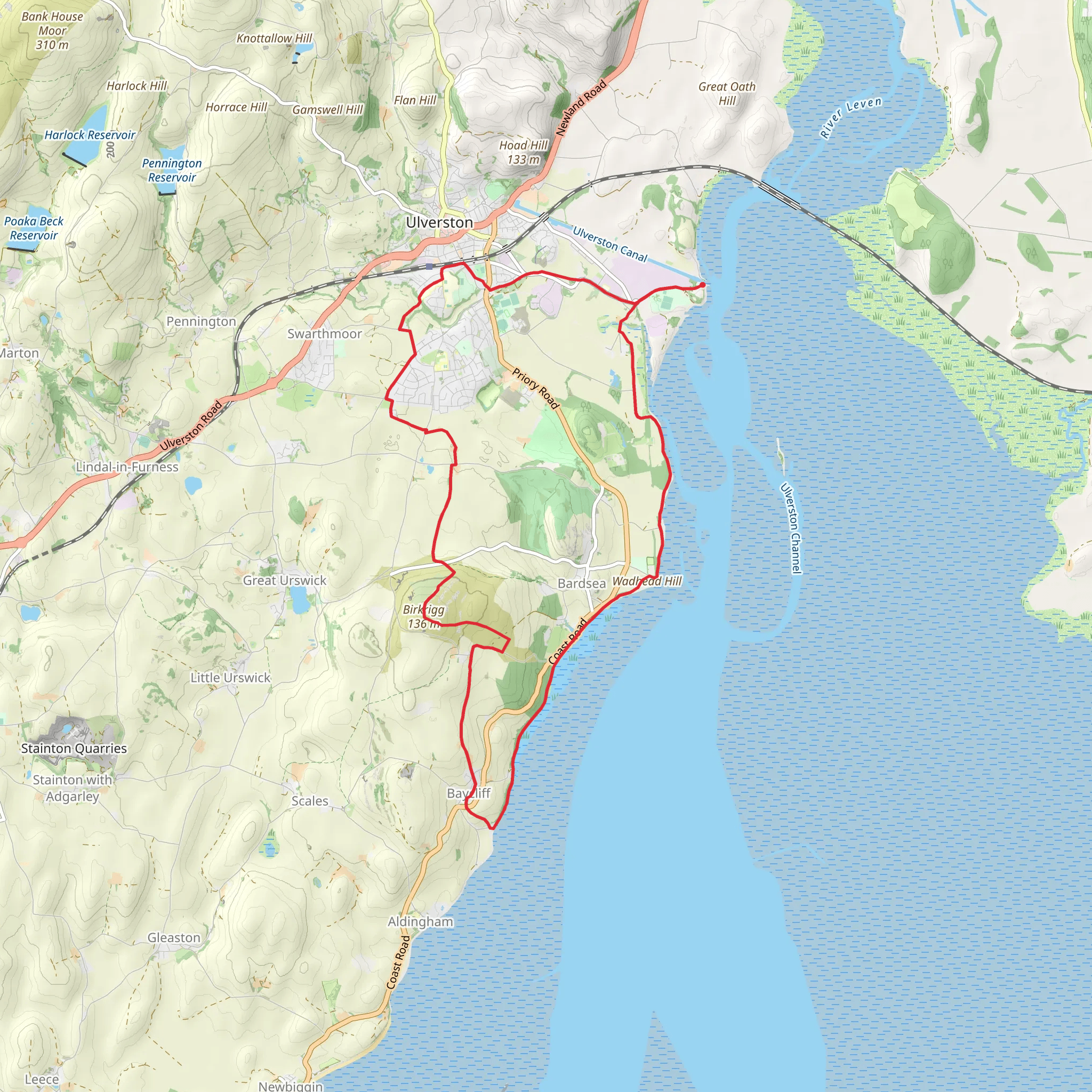 Canal Foot, Bardsea and Baycliff Loop mobile static map