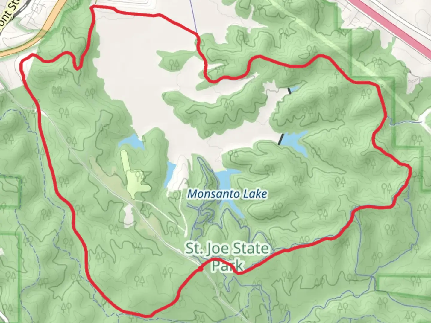 An image depicting the trail Saint Joe State Park Loop and its surrounding area.