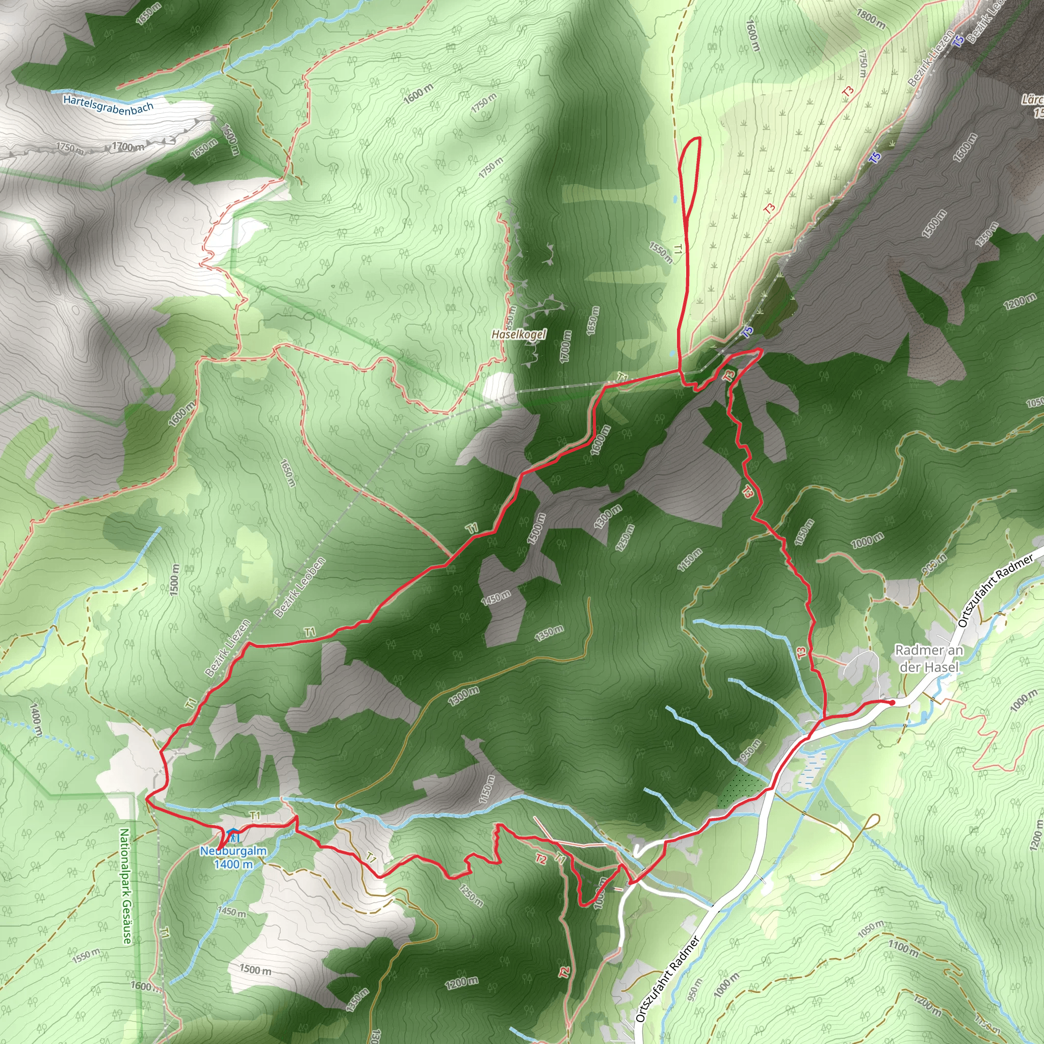 Gspitzter Stein with Haselkaralm mobile static map