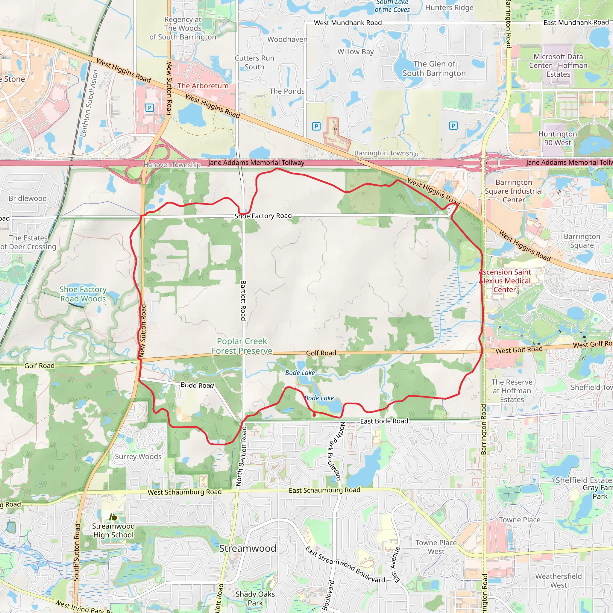 Poplar Creek Red Paved Loop Trail mobile static map