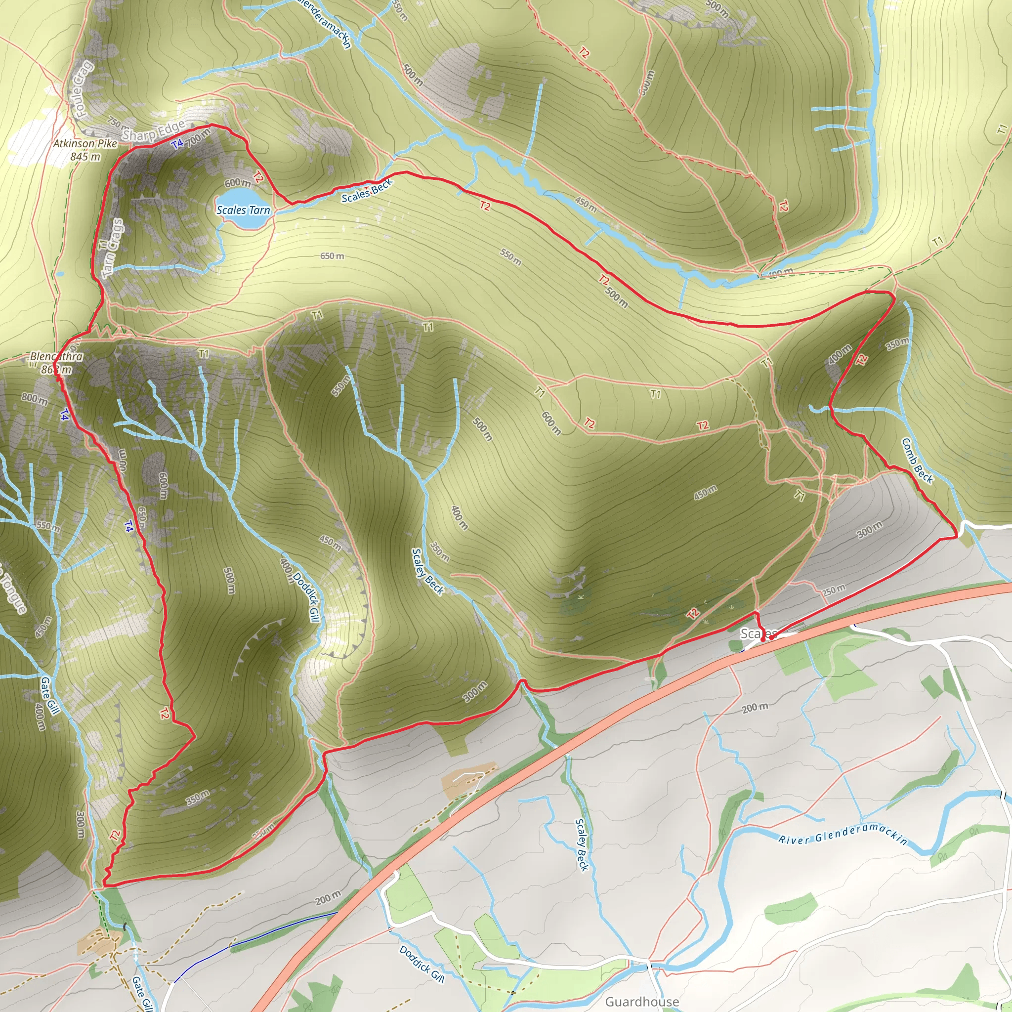 Scales Tarn and Blencathra Loop - Scales mobile static map