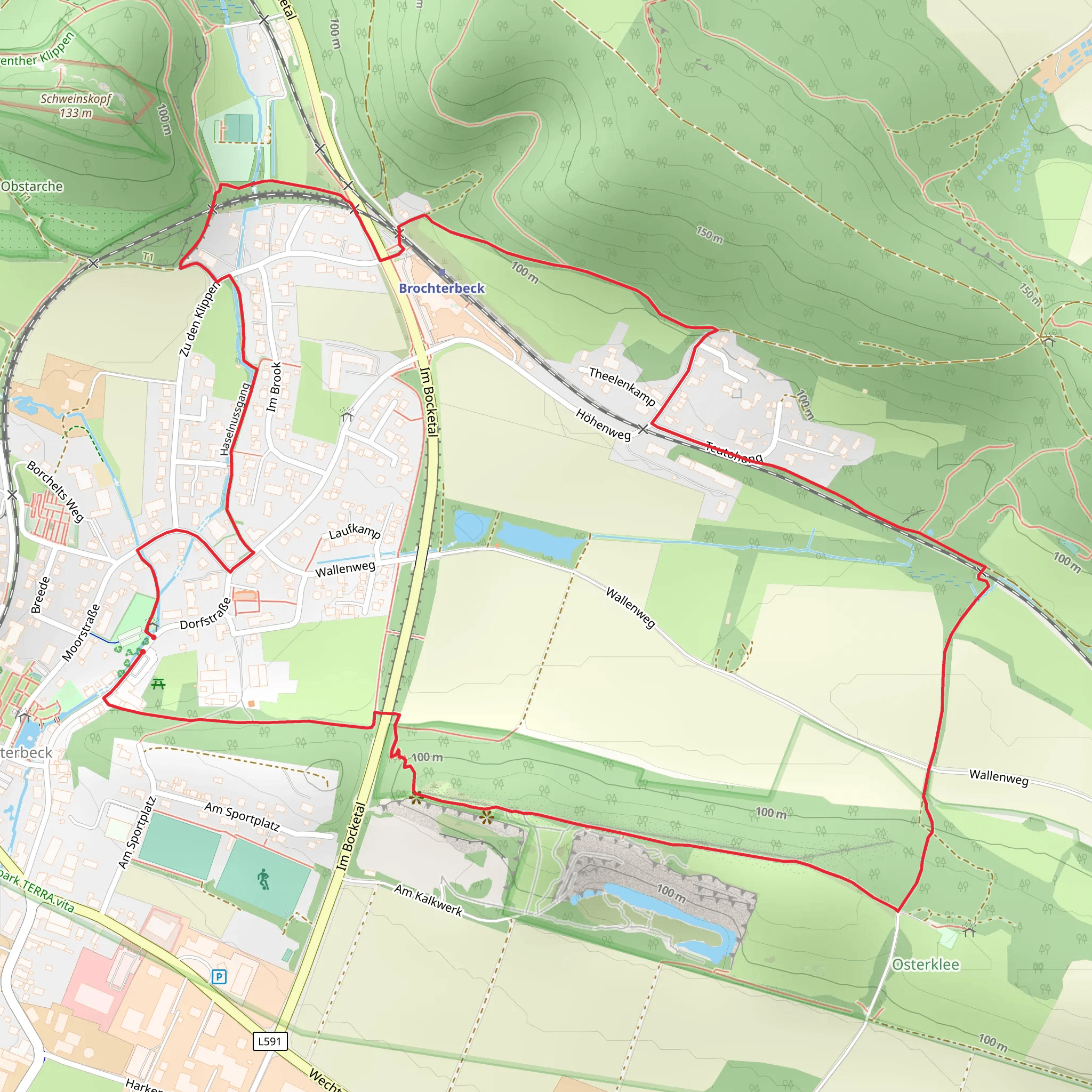Teutoschleife Tecklenburger Bergpfad Teutoschleifchen Loop mobile static map