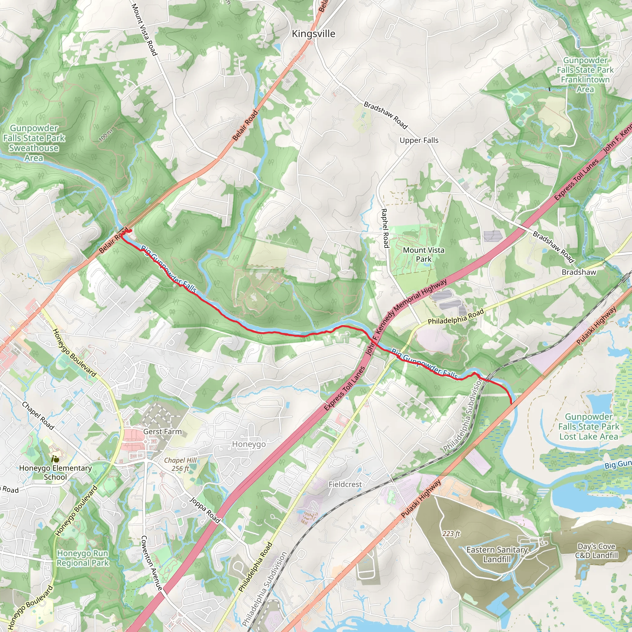 Gunpowder Falls Trail mobile static map