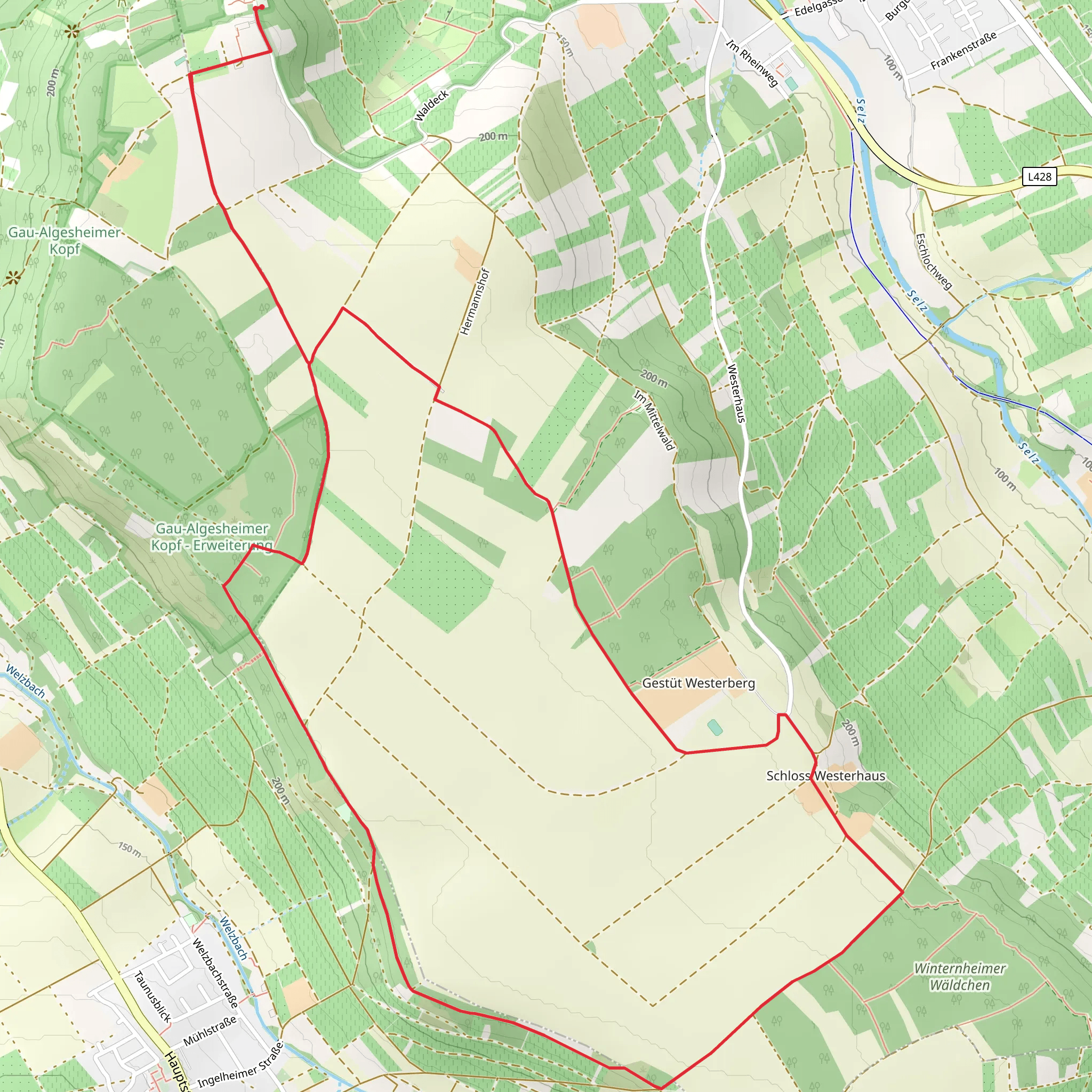 Hochwald Loop via Schloss Westerhaus mobile static map