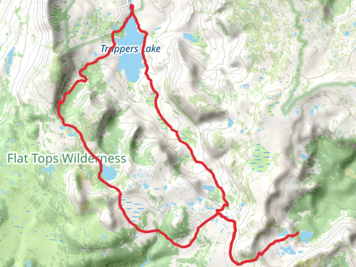An image depicting the trail Trappers Lake, Wall Lake, Parvin Lake and Island Lake Loop and its surrounding area.