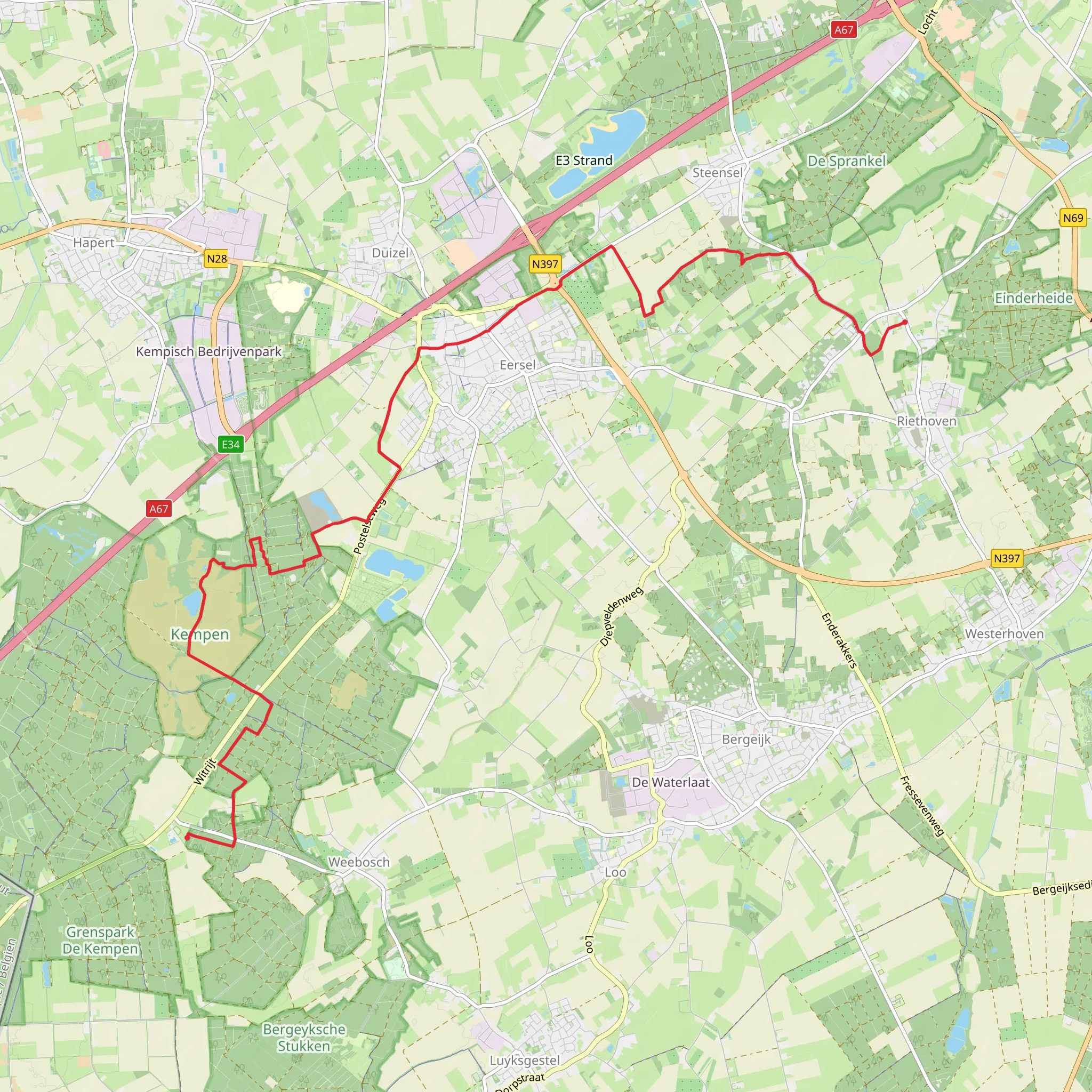 Witrijt to Broekhoven via Cartierheide and De Tasbroeke mobile static map
