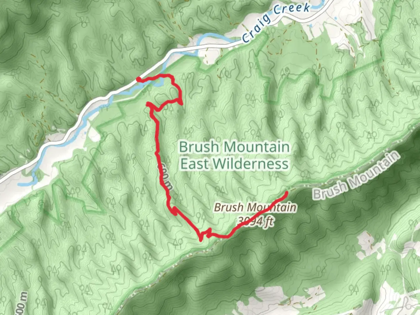 An image depicting the trail Brush Mountain via Appalachian Trail and its surrounding area.