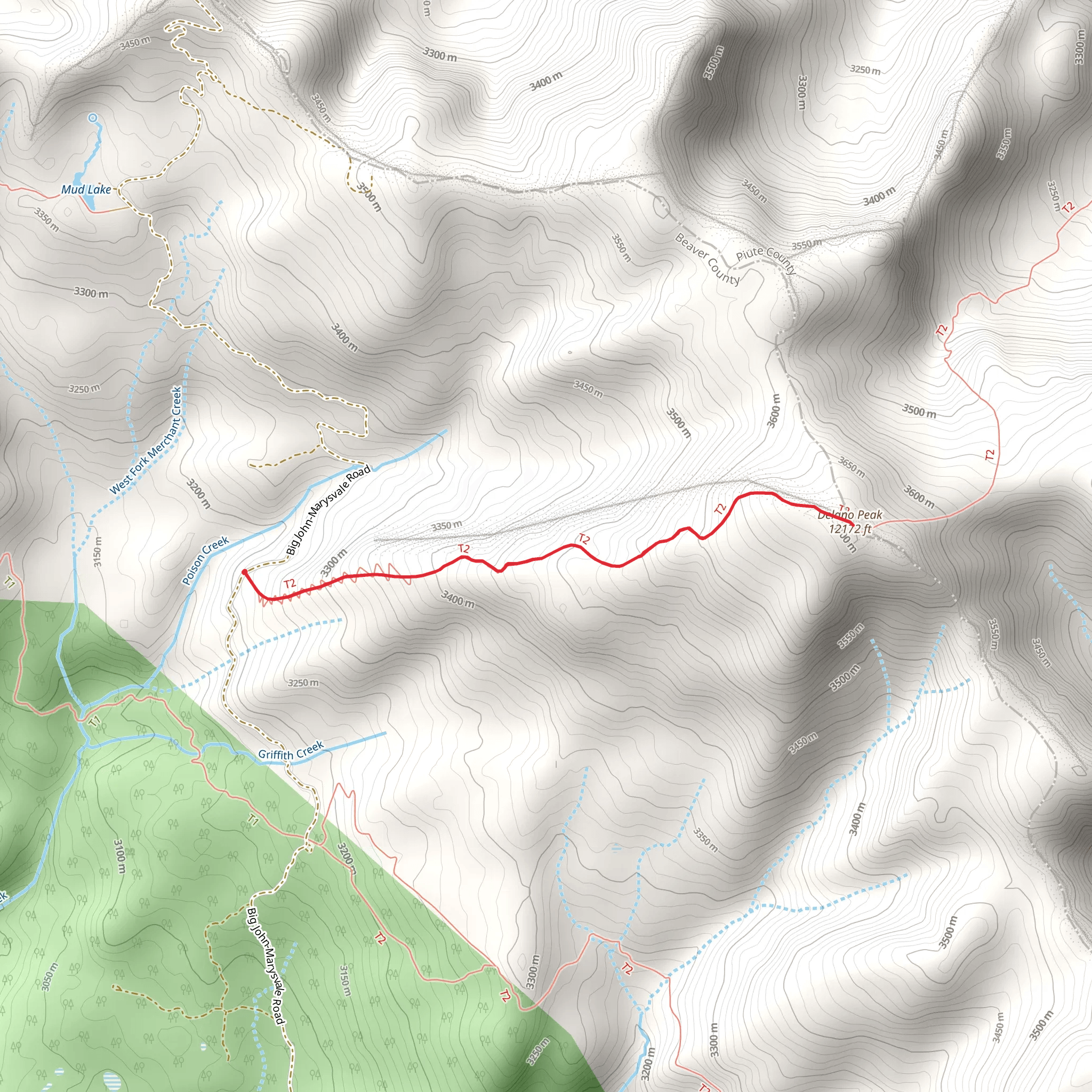 Delano Peak Trail mobile static map