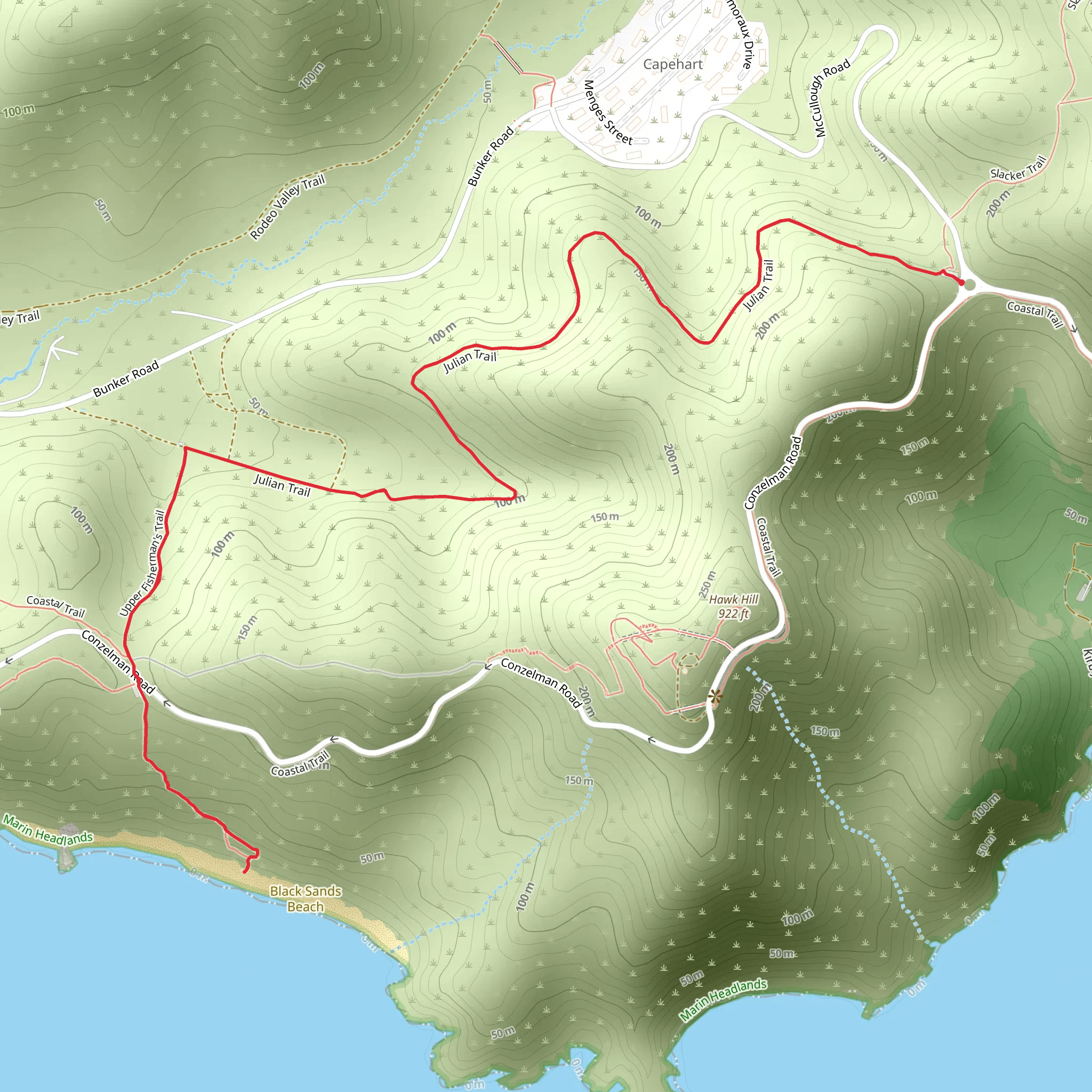 California Coastal and Upper Fisherman's Trail mobile static map