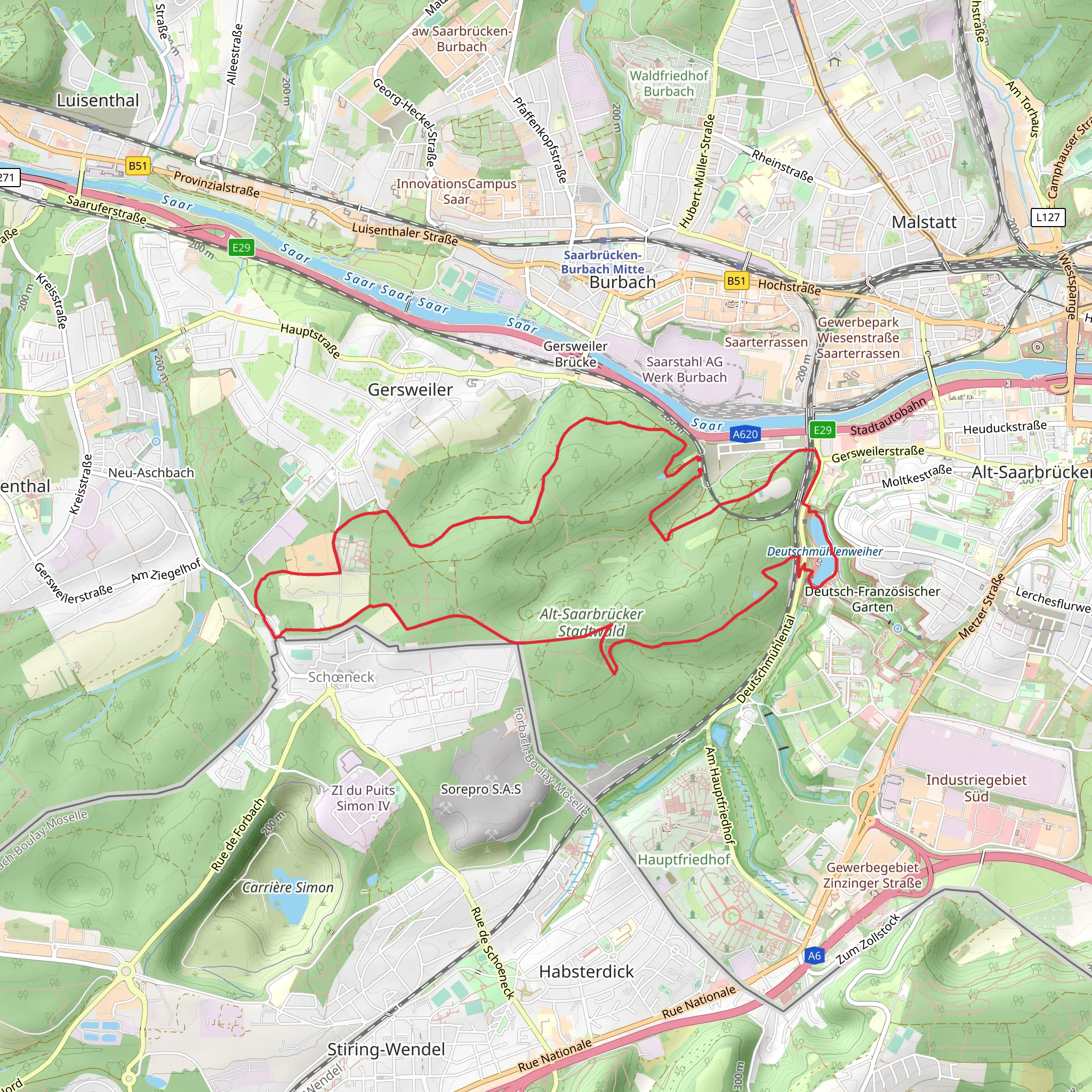 Deutschmühlentalweiher via Jugendherbergsweg mobile static map