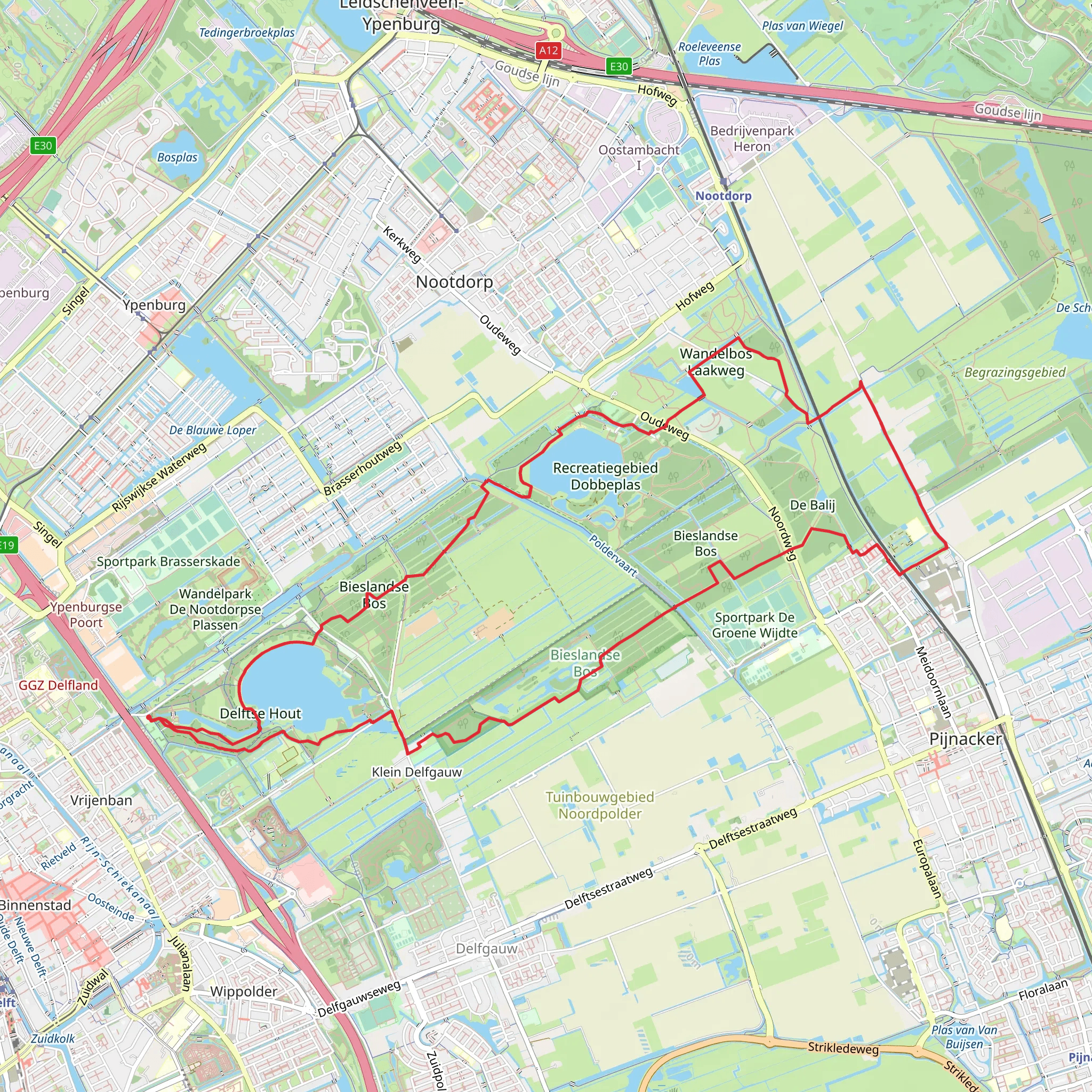 Grote Plas and Dobbeplas via Molen Weg, Batijpad, Laak Weg and Strandpad mobile static map