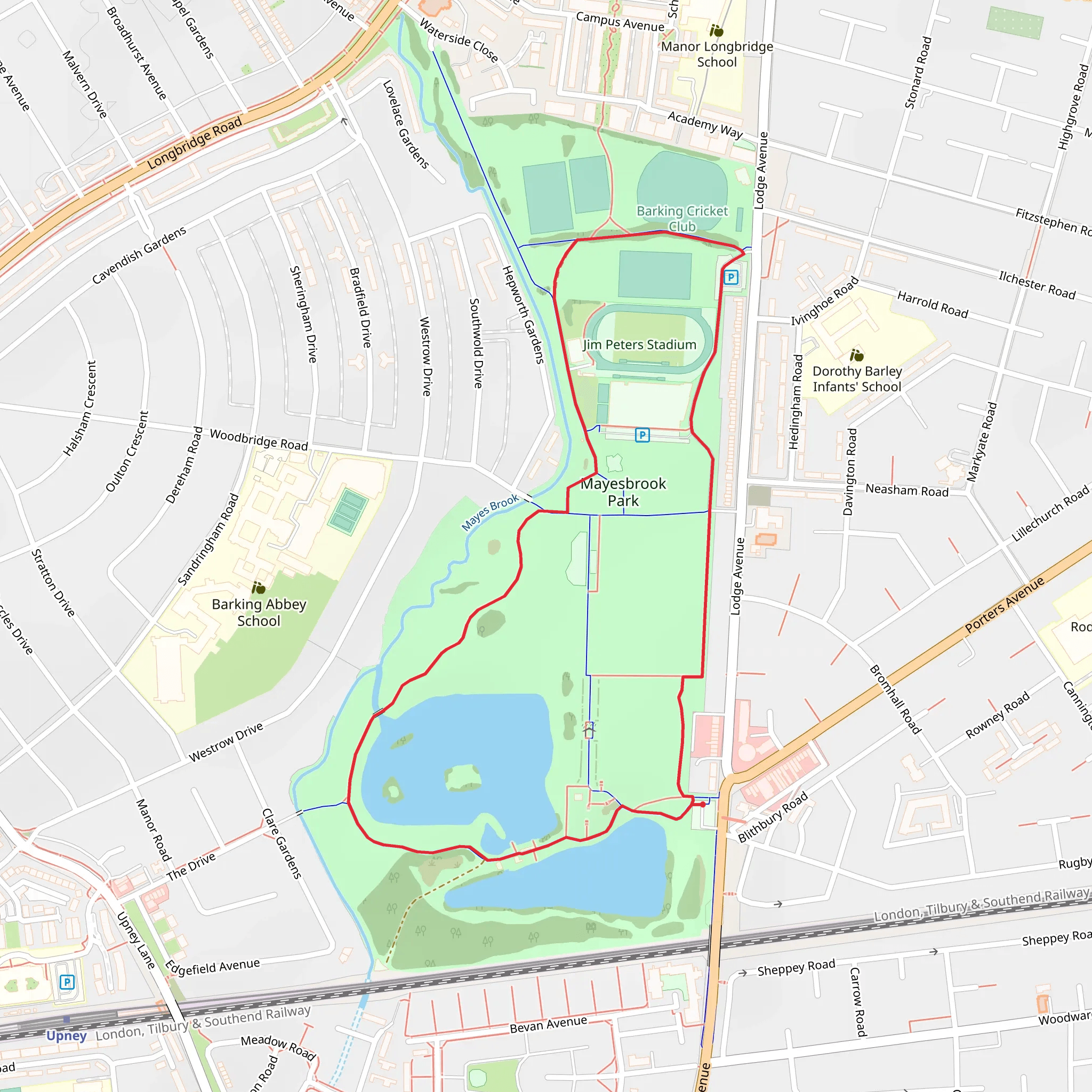 Mayesbrook Park Loop mobile static map
