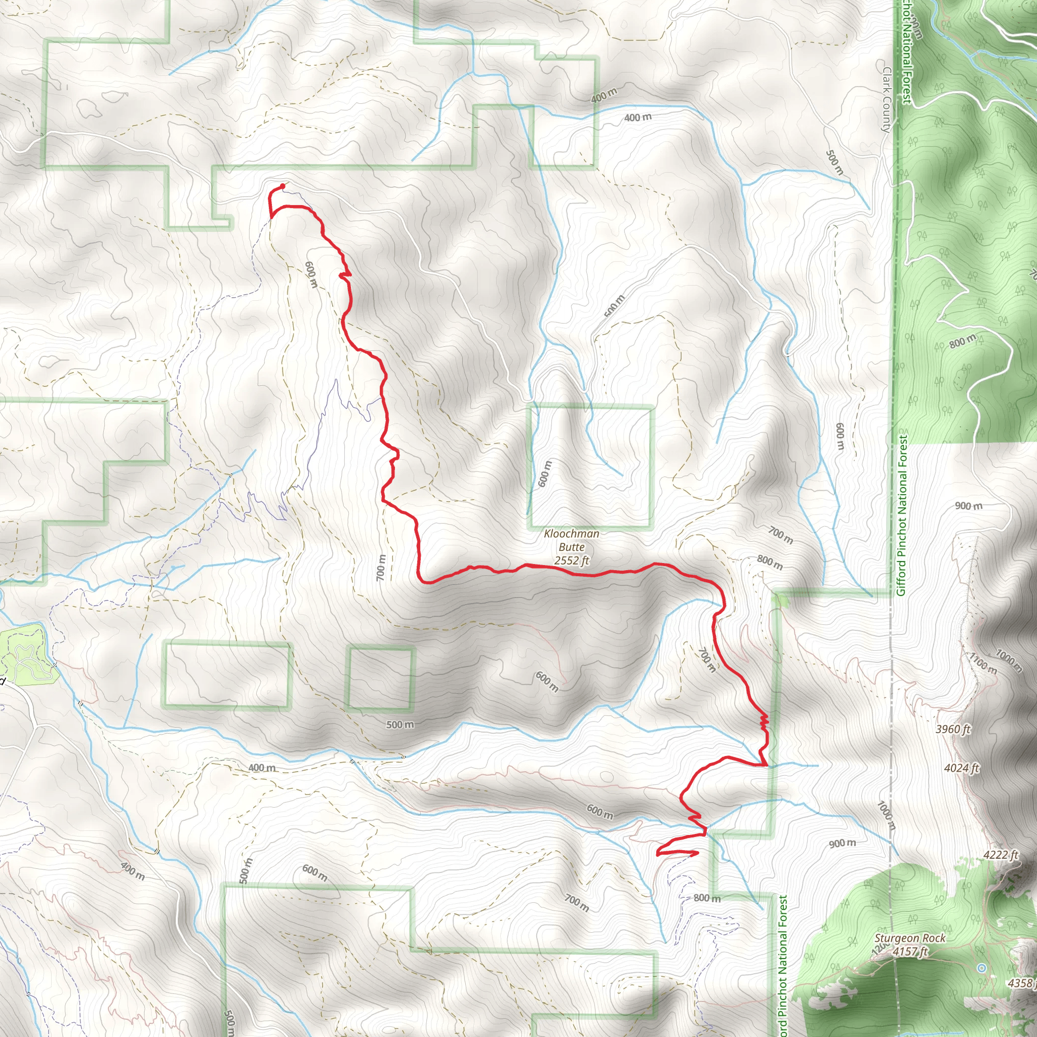 Kloochman Butte and Tarbell Trail mobile static map