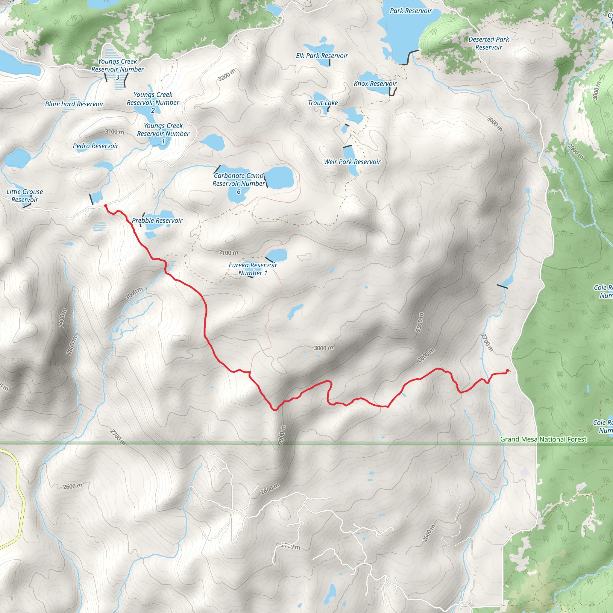 West Green Mountain Trail mobile static map
