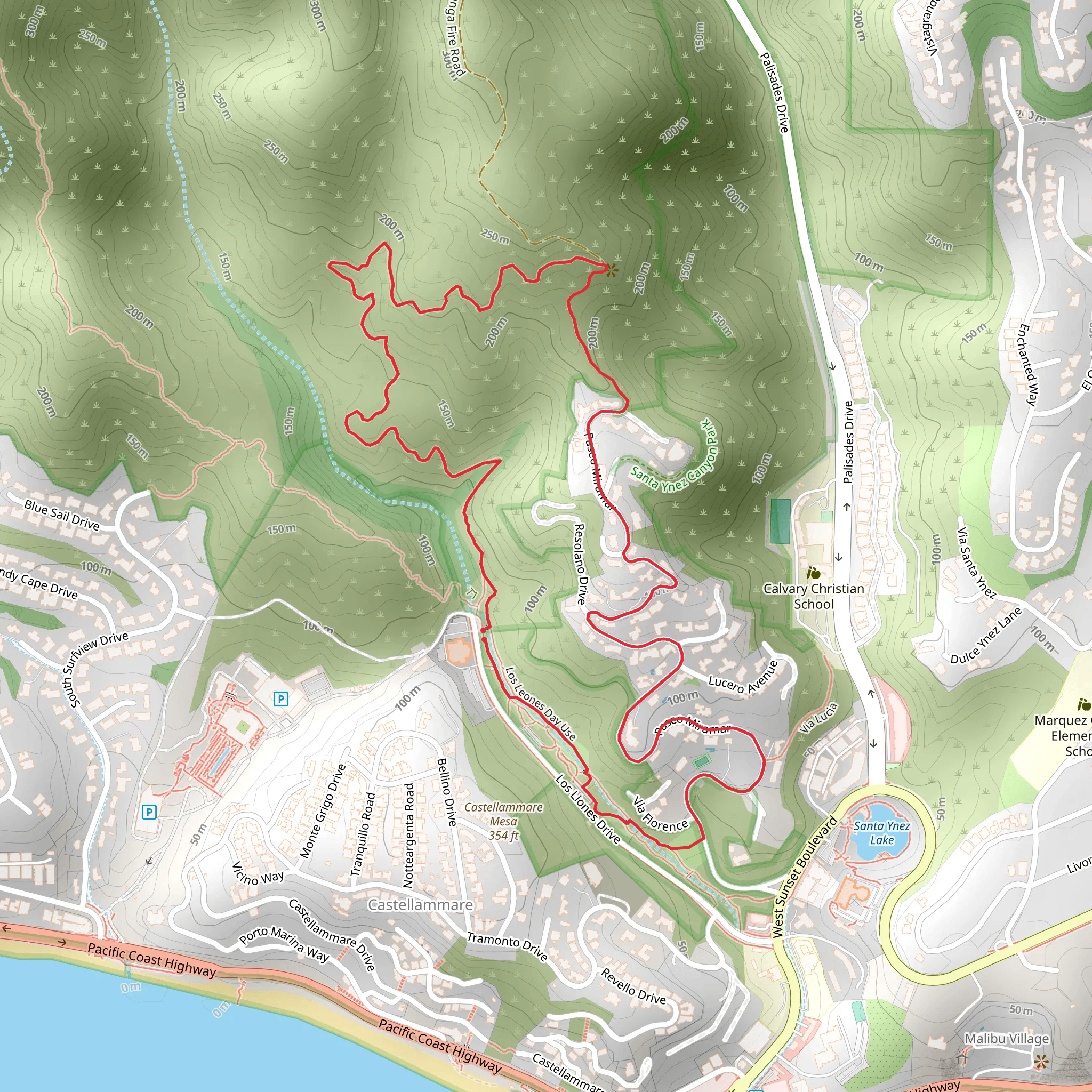 Los Leones Trail and East Topanga Fire Road Loop mobile static map