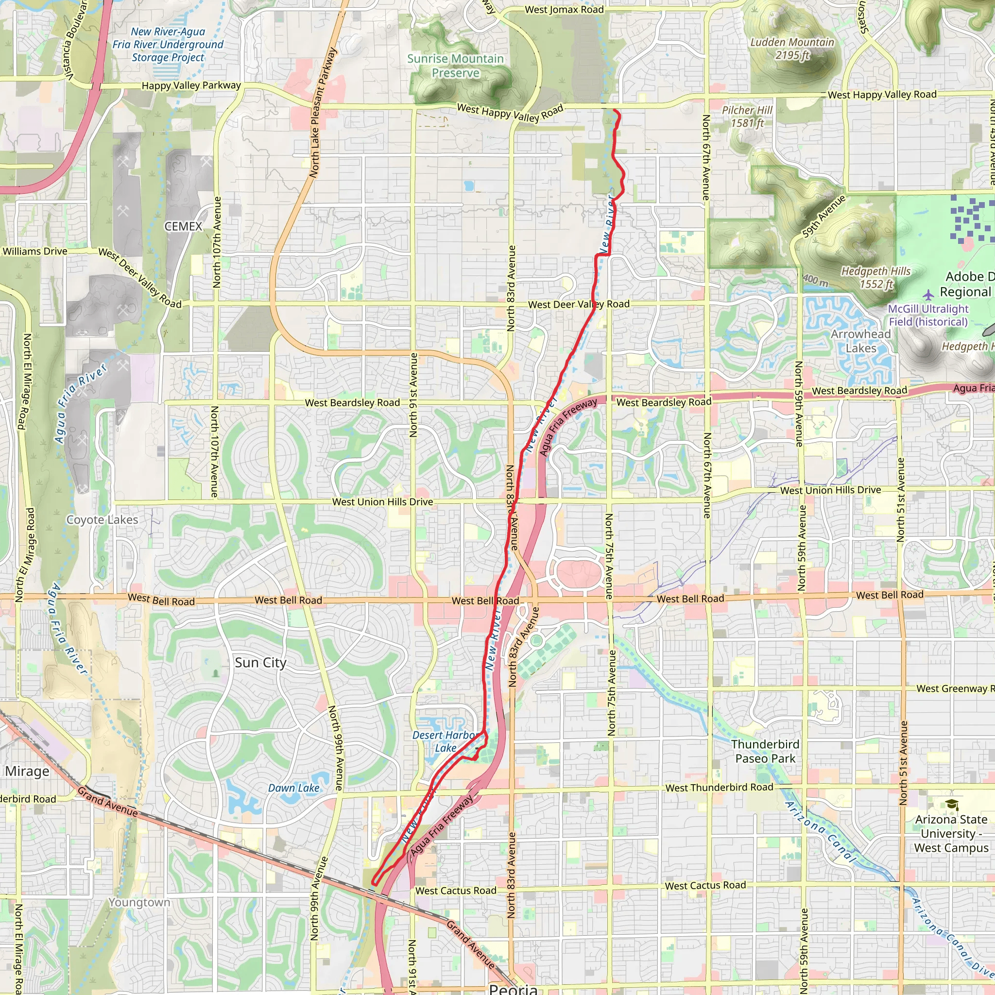 New River and Skunk Creek Trail mobile static map