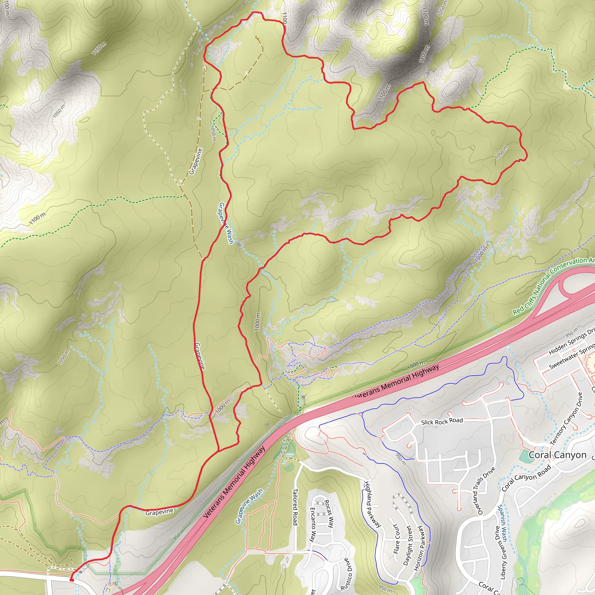 Grapevine Trail and Bracken's Loop mobile static map