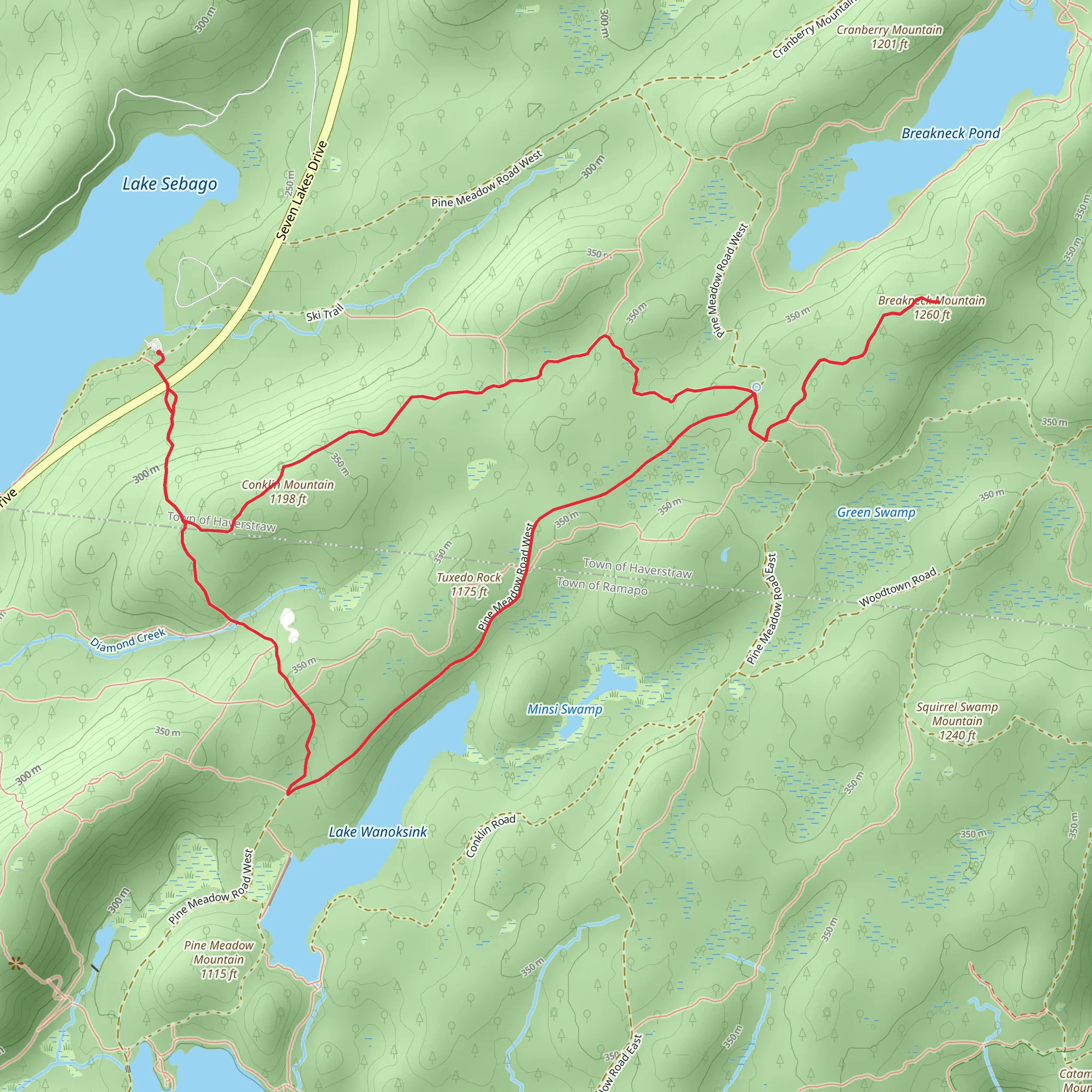 Conklin Mountain, Breakneck Mountain and Tuxedo Rock Loop Trail mobile static map