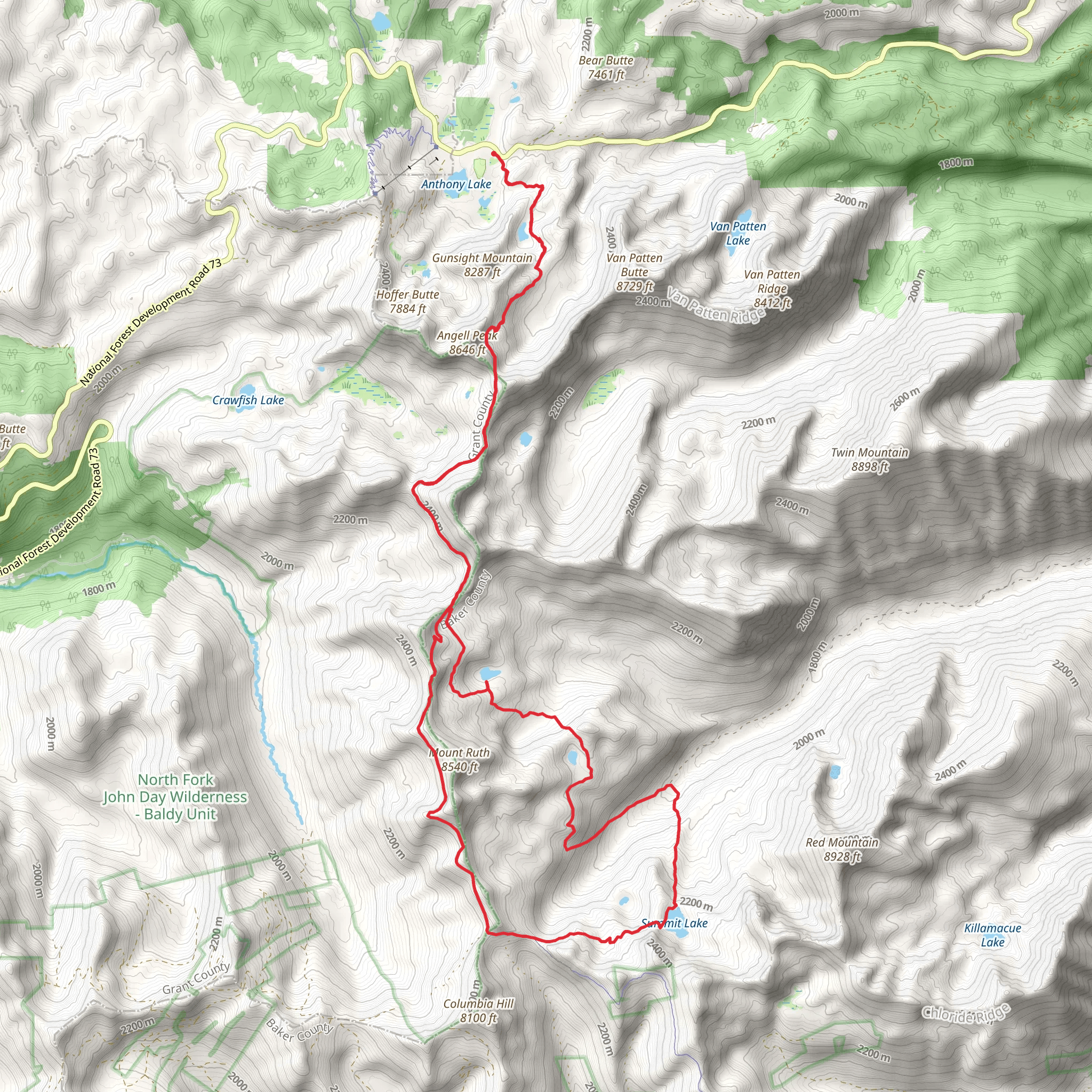 Elkhorn Crest, Lost Lake and Summit Lake Loop Trail mobile static map