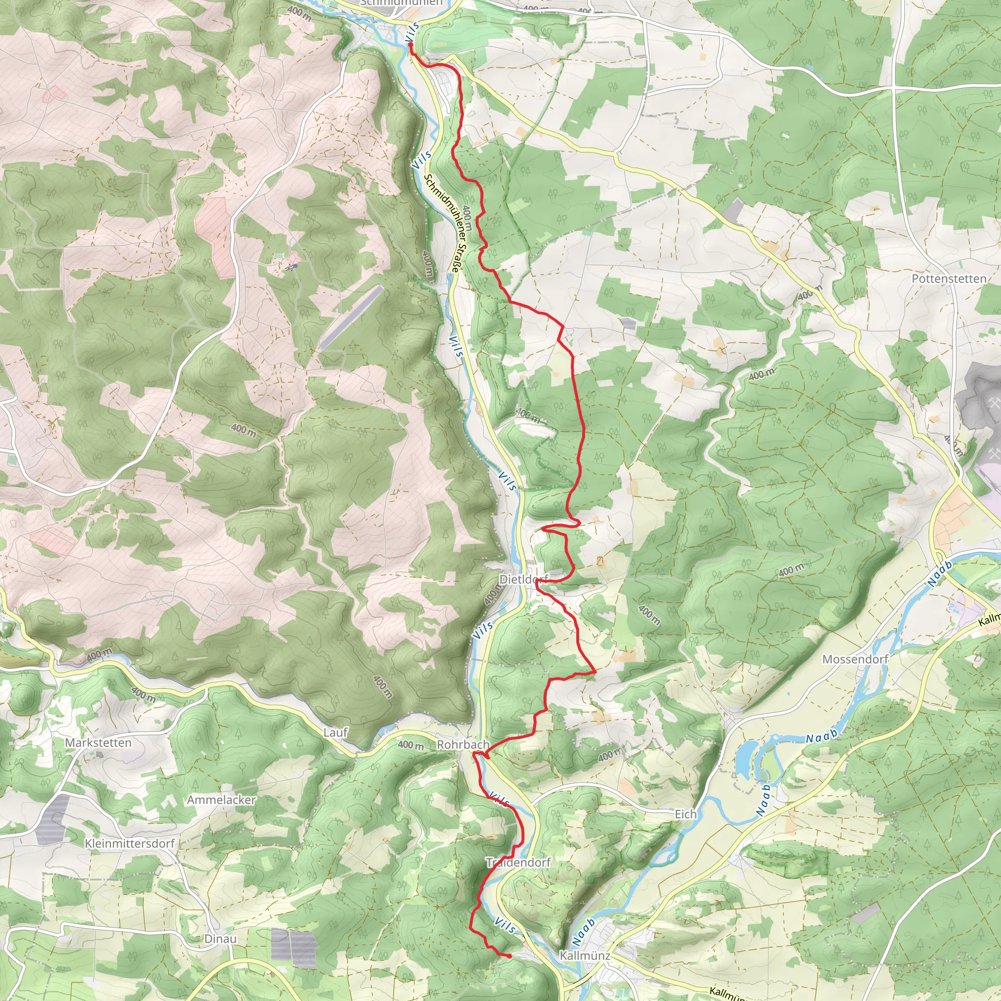 Kallmunz to Schmidmuhlen Walk mobile static map
