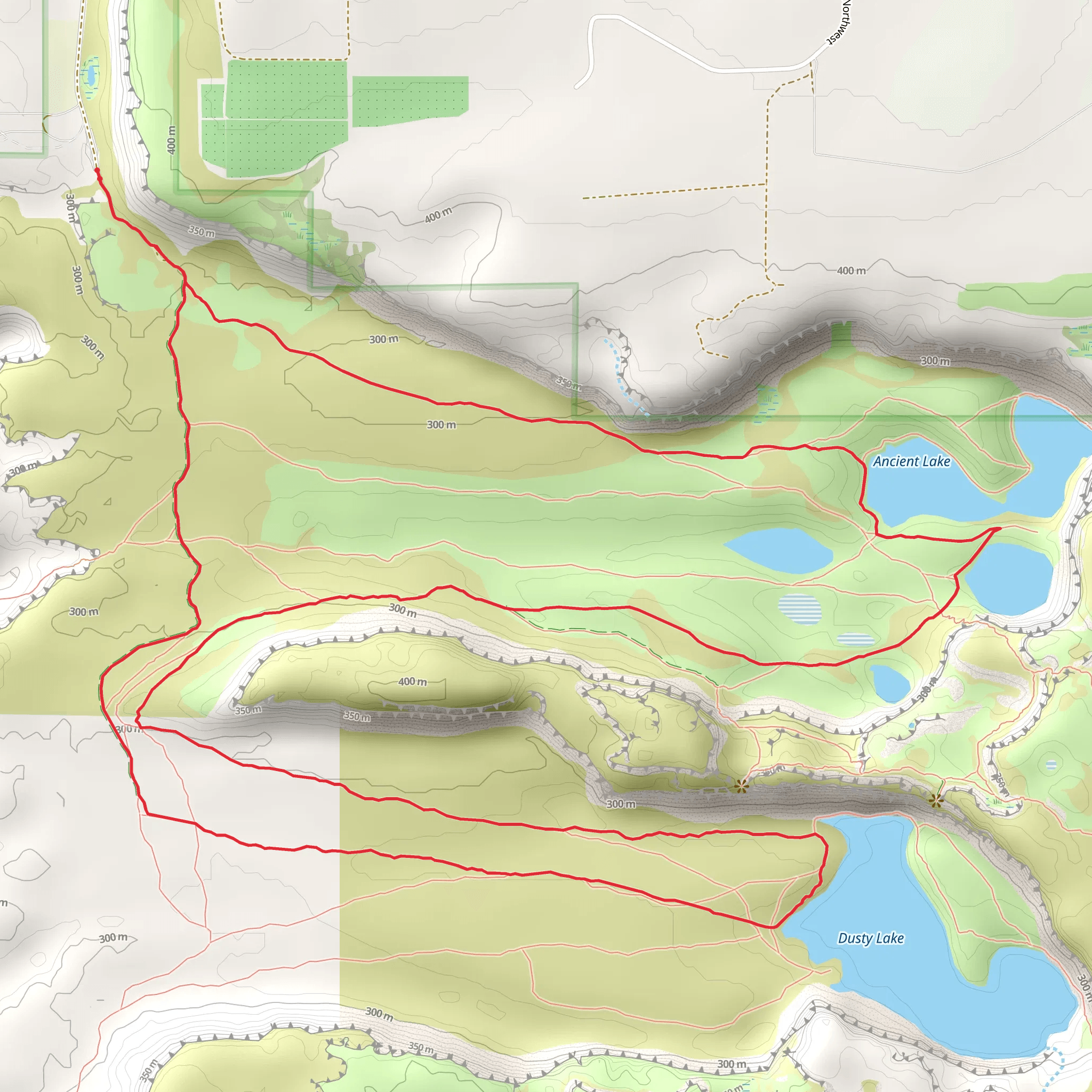 Dusty Lake Trail and Ancient Lake Trail mobile static map