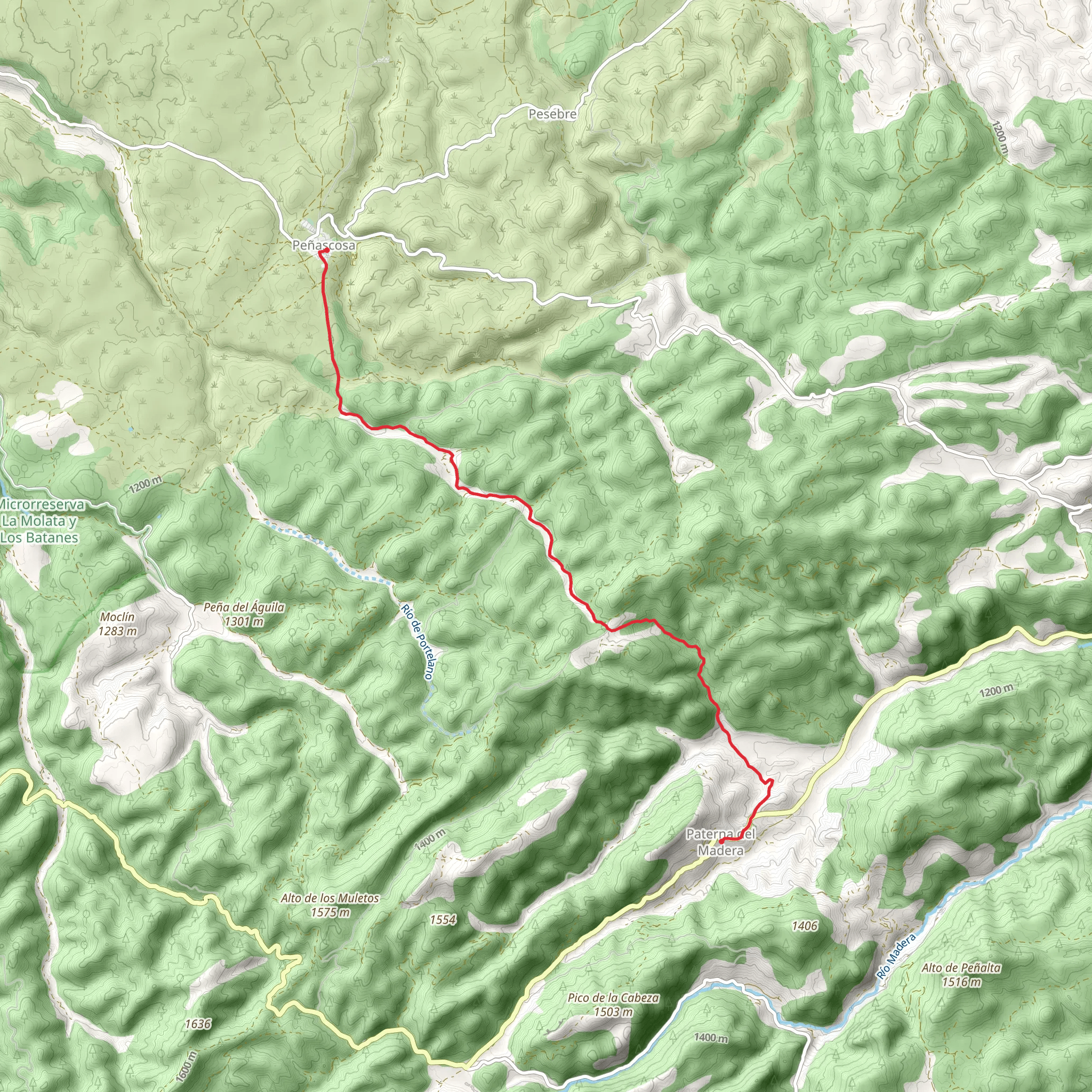 Paterna del Madera to Peñascosa mobile static map