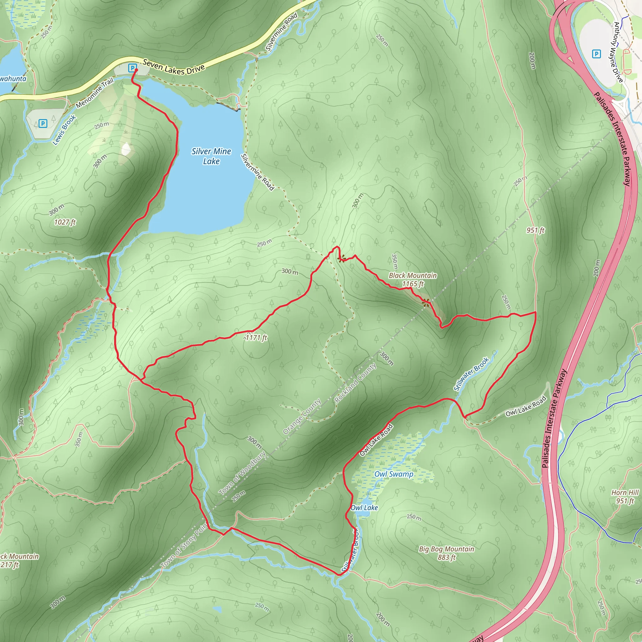 Silver Mine Lake and Black Mountain Loop Trail mobile static map