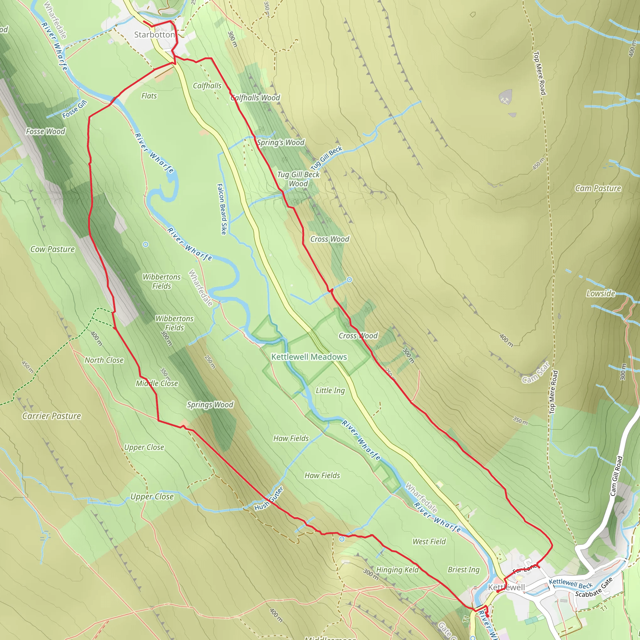 Hike from Kettlewell mobile static map