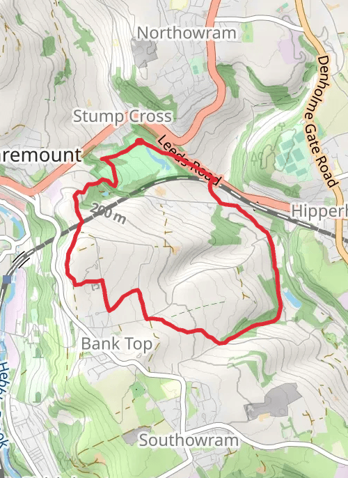 Shibden Park, Sunny bank wood,Beacon hill mobile static map
