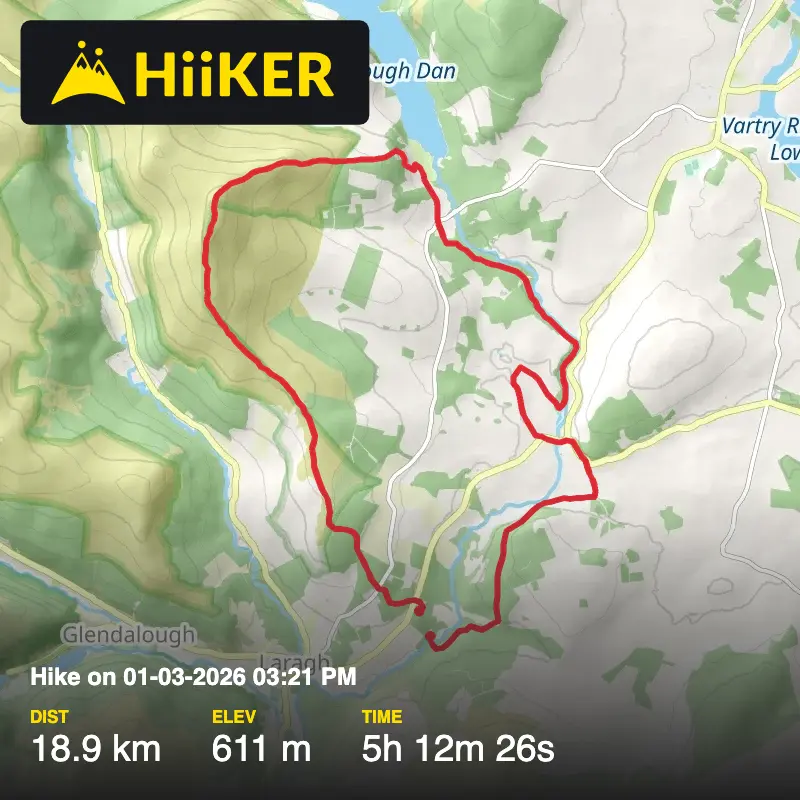 A map preview of the recording Hike on 01-03-2026 03:21 PM.