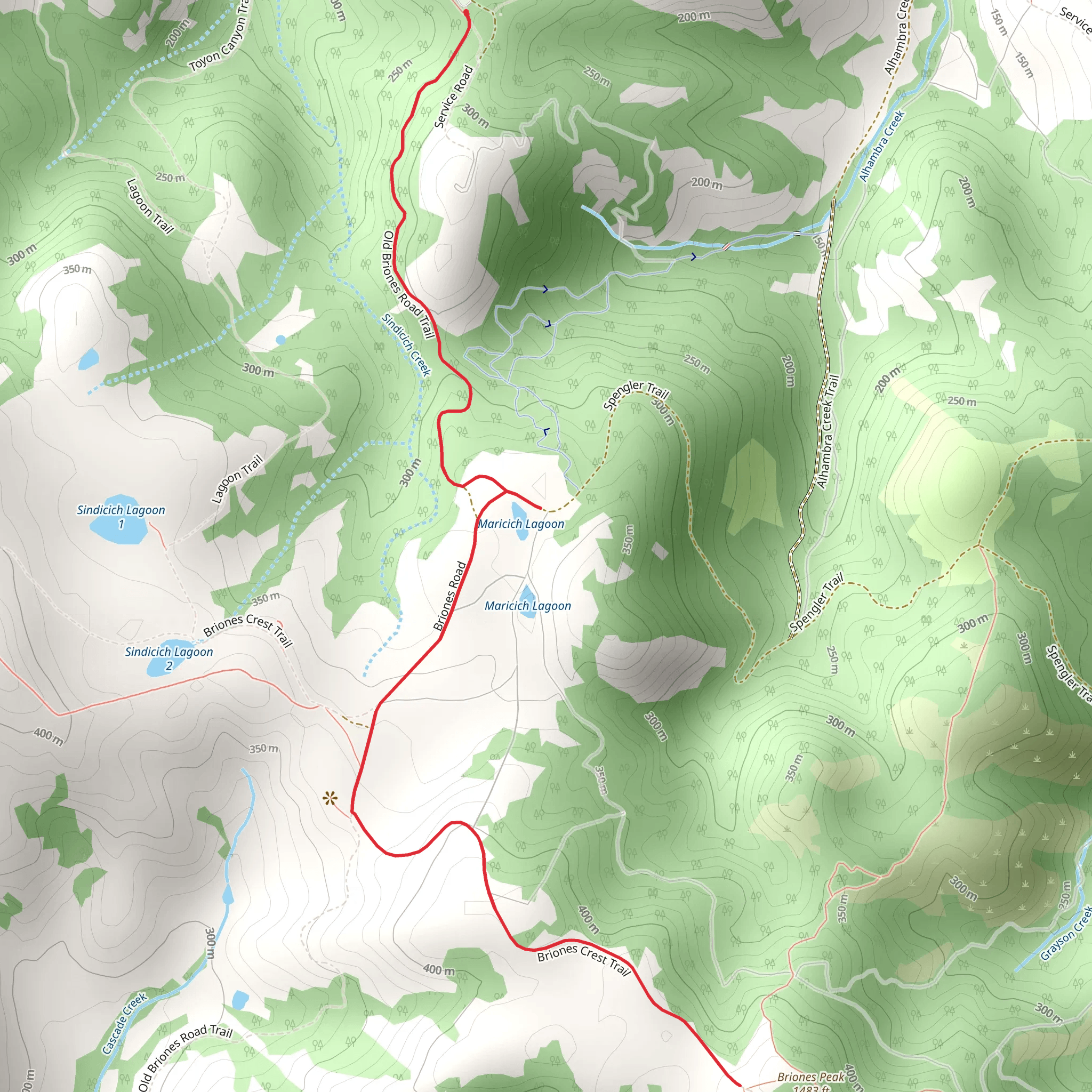 Briones Peak via Old Briones Road Trail mobile static map