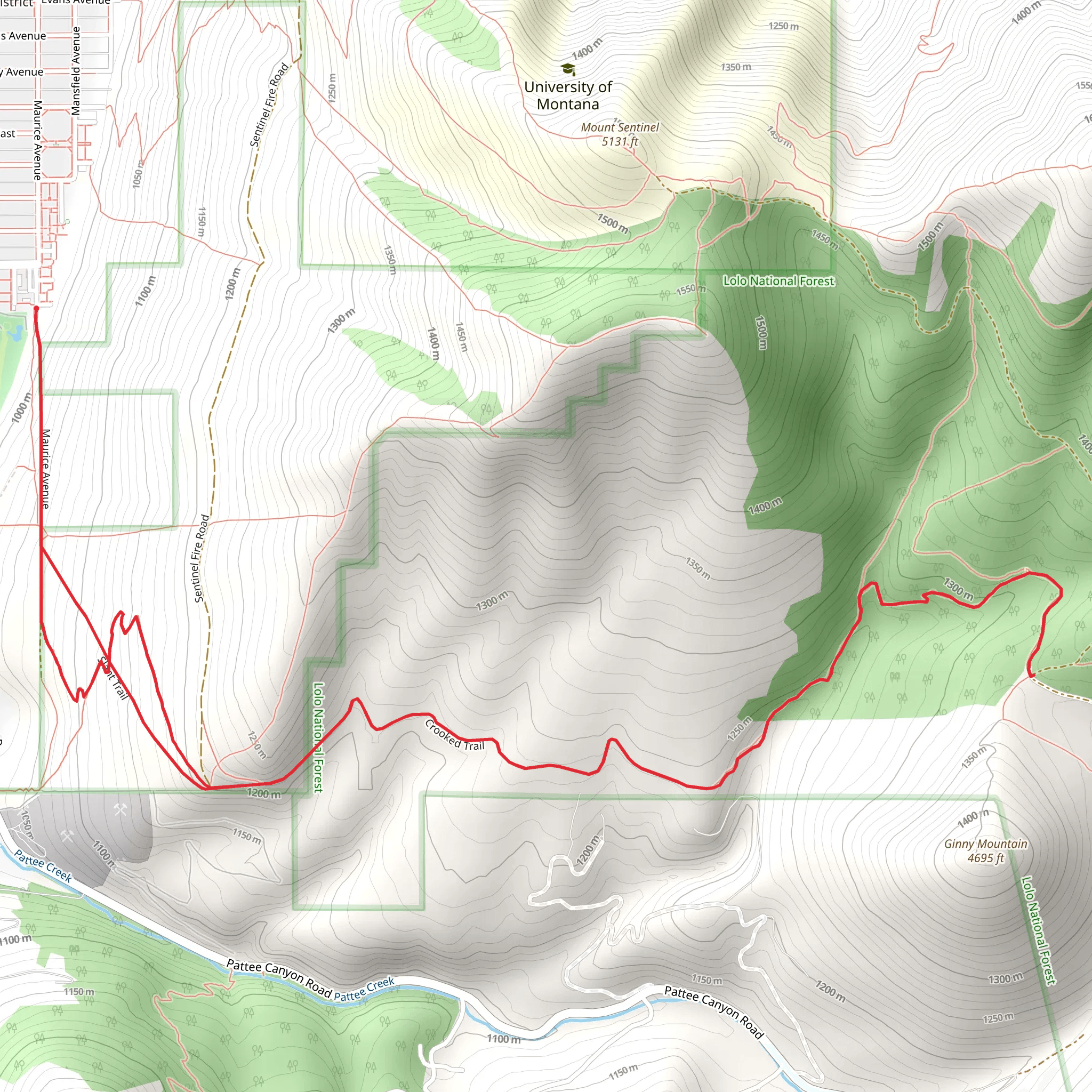 Mo Z Trail - Slant and Crooked Trail mobile static map