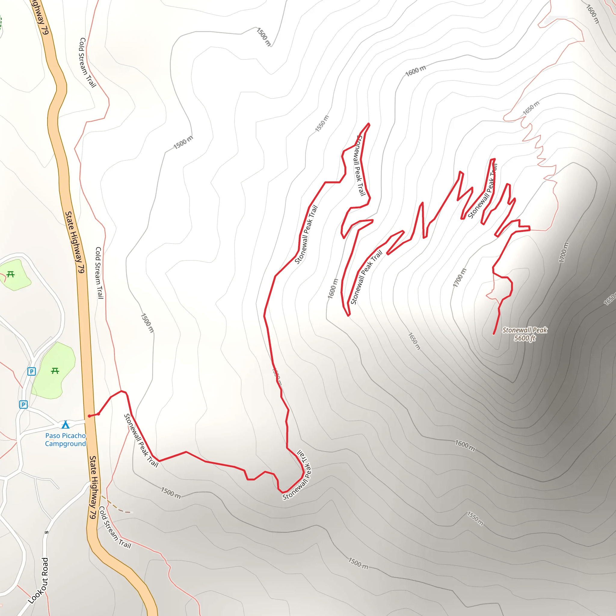Stonewall Peak Trail mobile static map