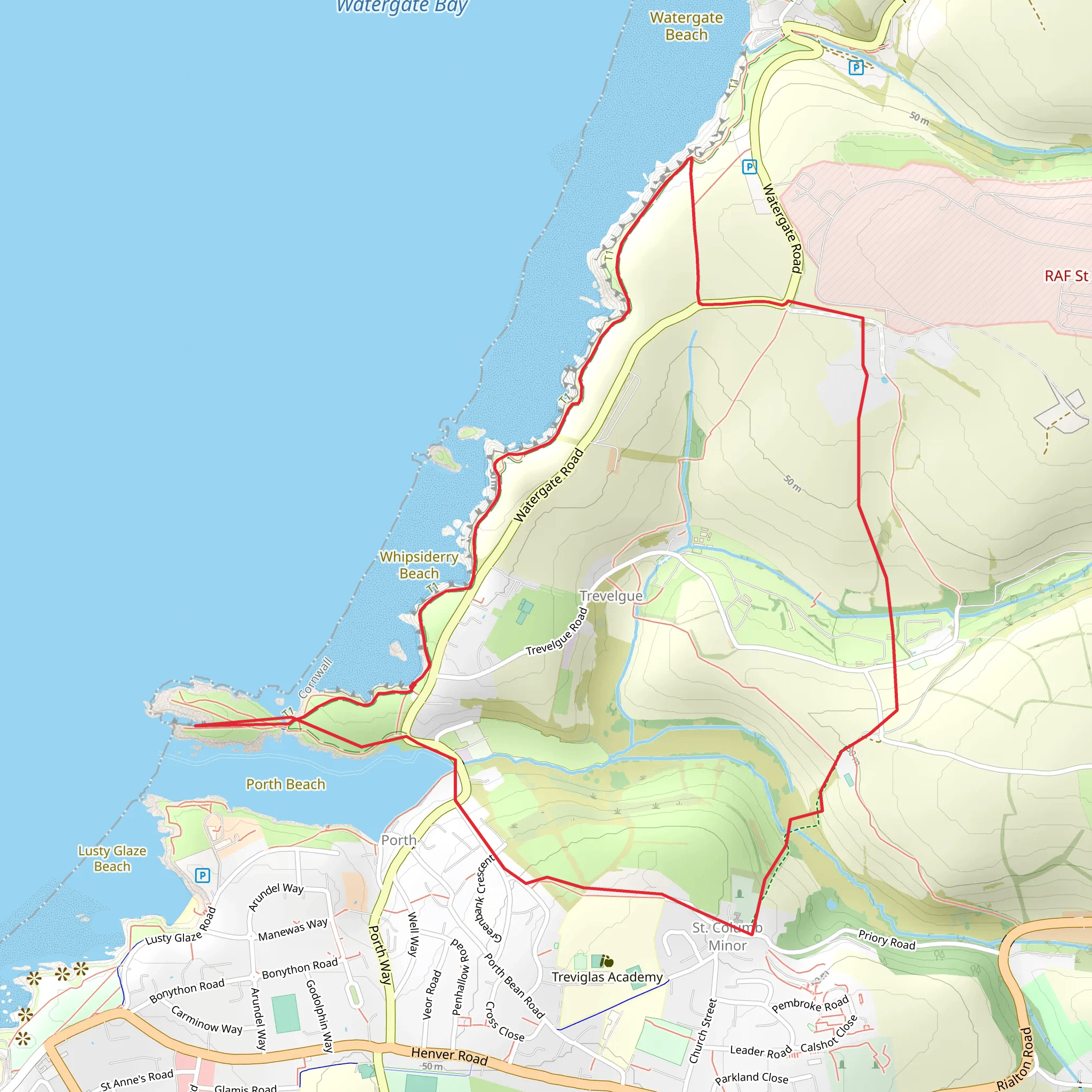 Trevelgue Head and Whipsiderry Walk mobile static map