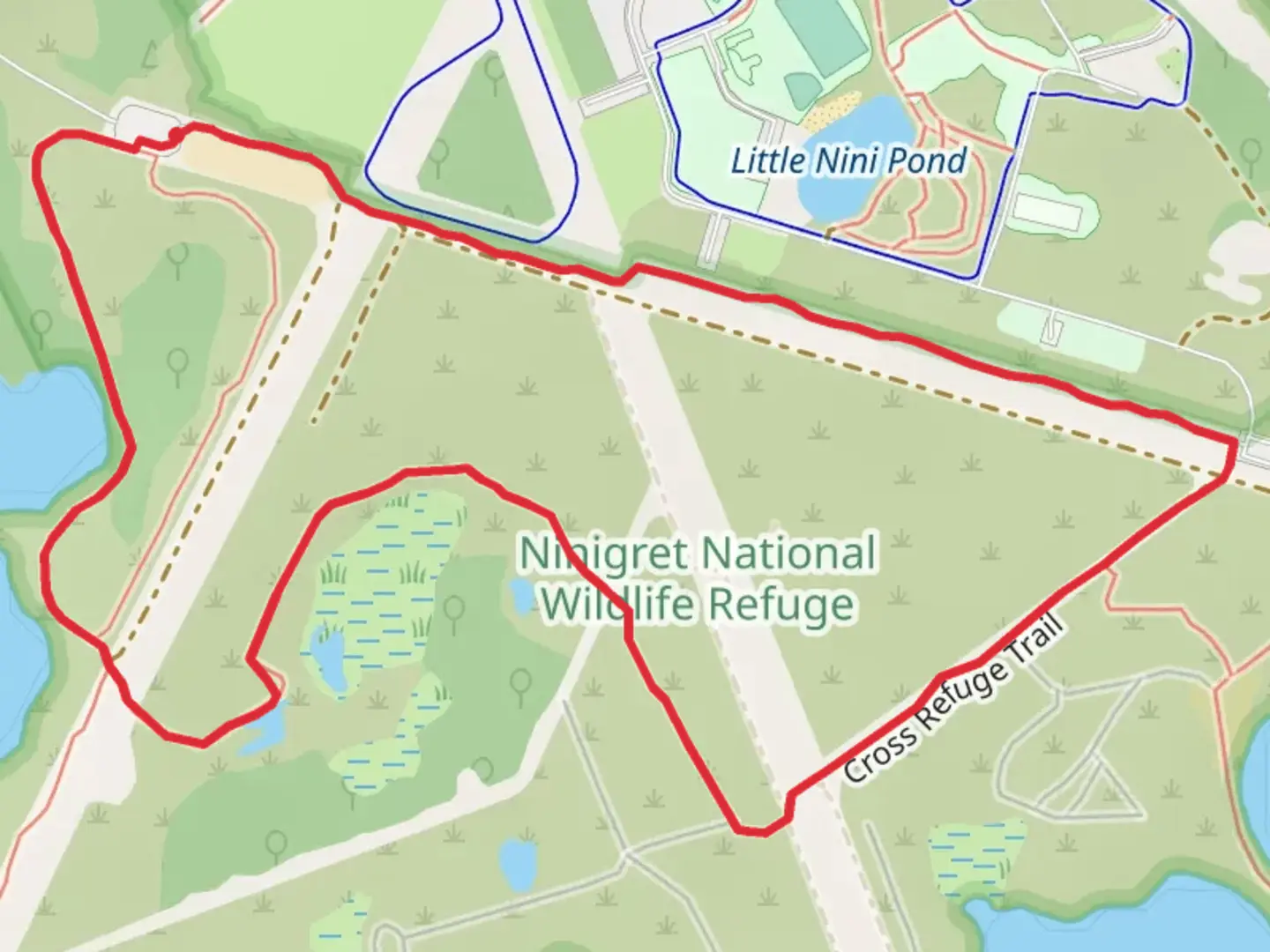 An image depicting the trail Foster Cove - Cross Refuge Loop Trail and its surrounding area.
