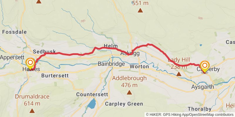 Leyburn to Richmond via Pennine Bridleway stage 2 Map