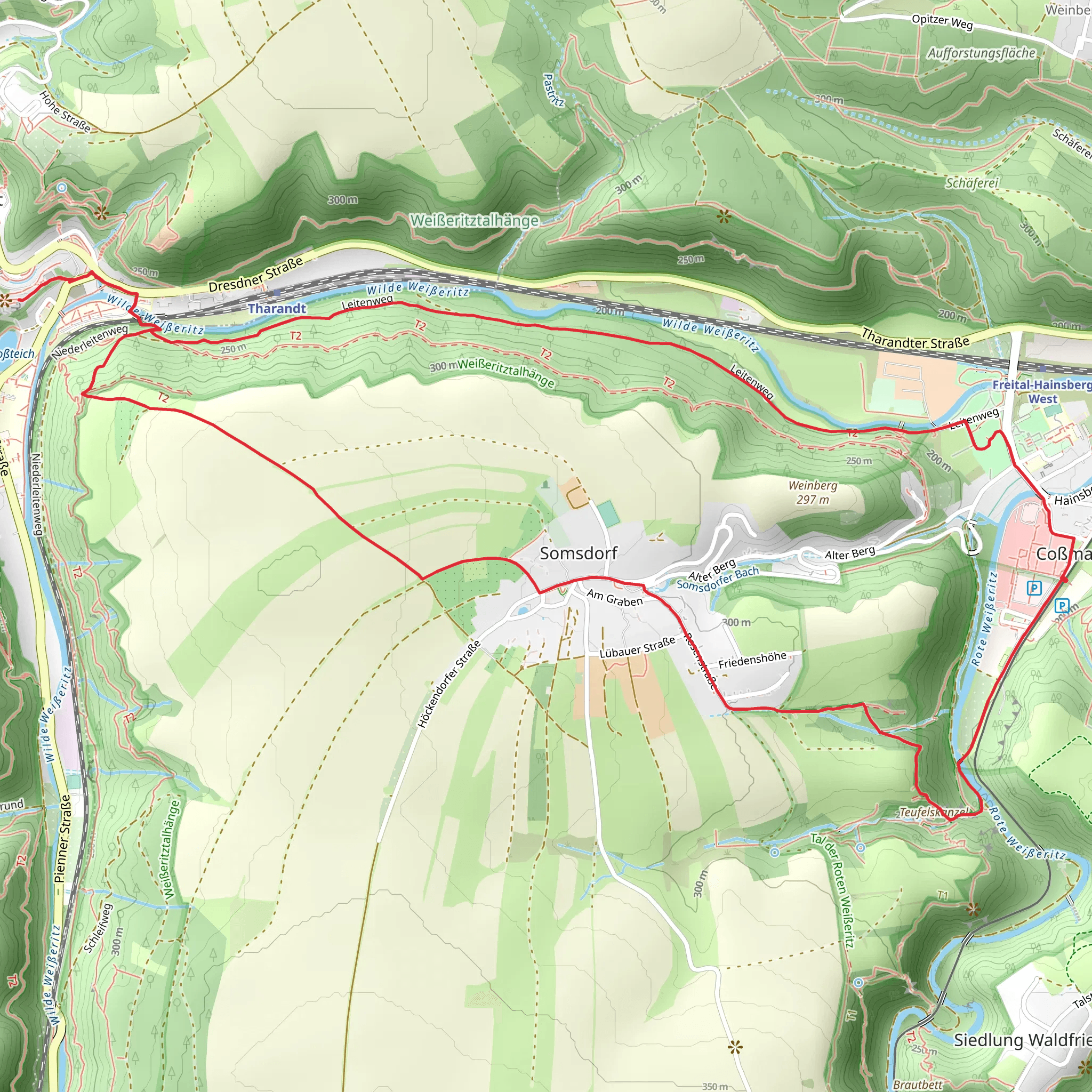 SachsenEnergie Erlebnispfad and Somsdorfer Klamm Loop mobile static map